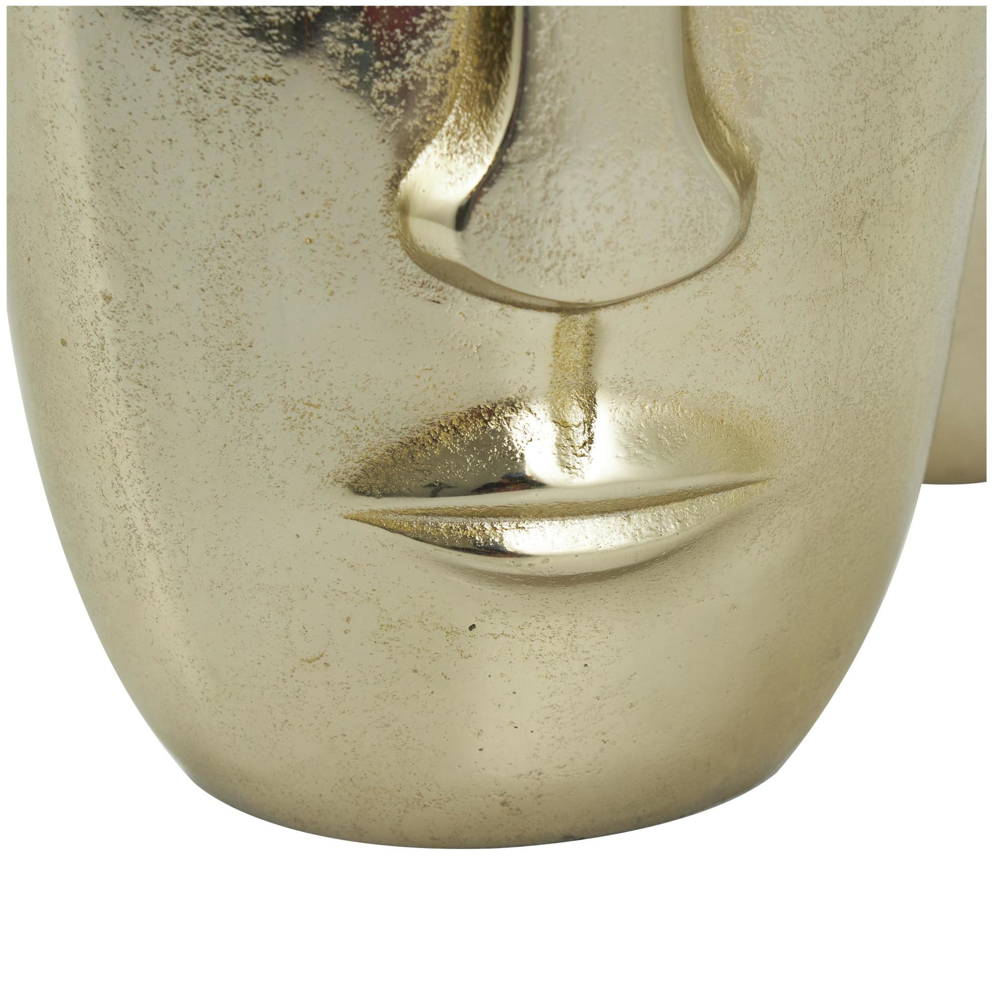 Set of 2 Face Gold Aluminum Metal Decorative Vase with Abstract Details