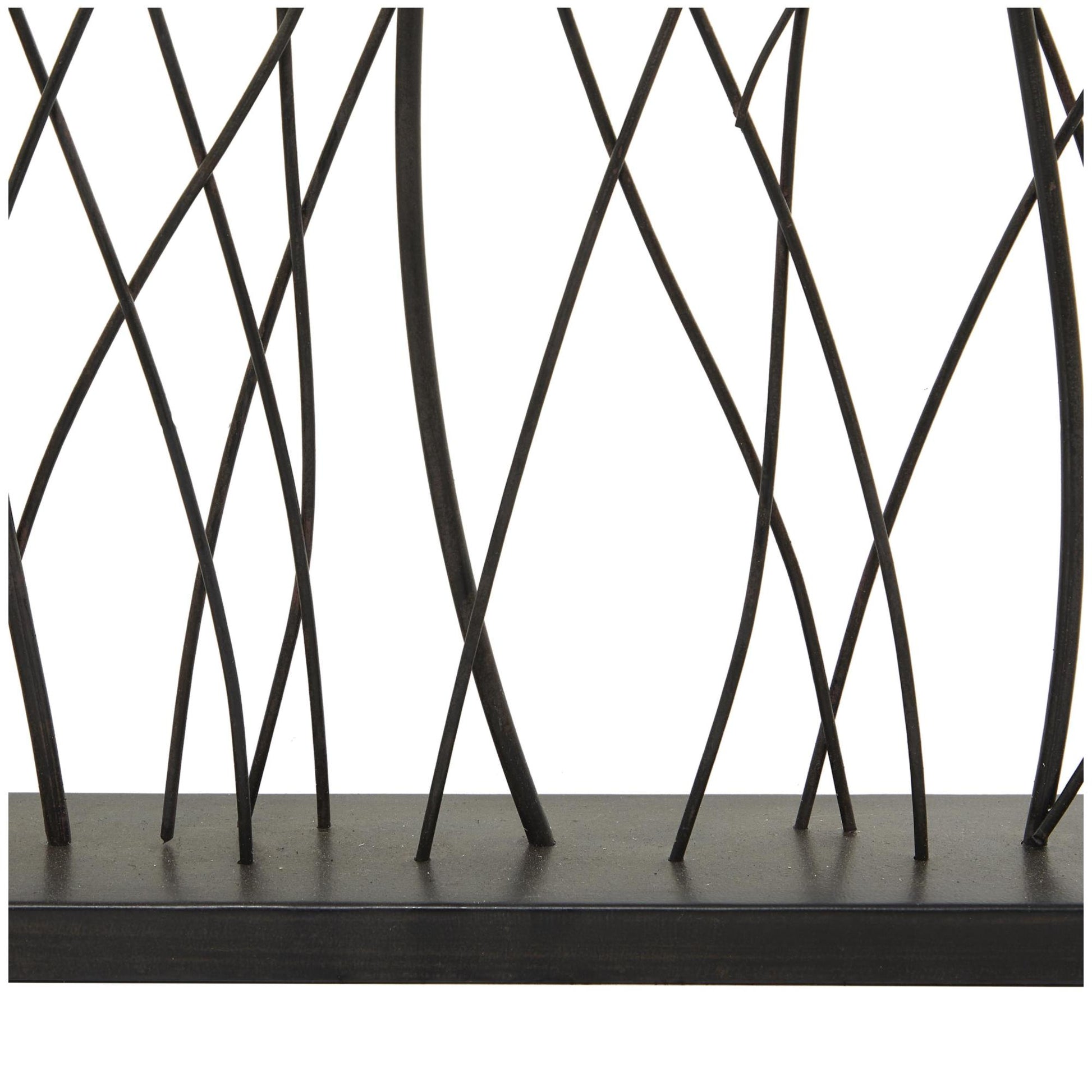 Leaf Black Metal Decorative Sculpture with Black Base