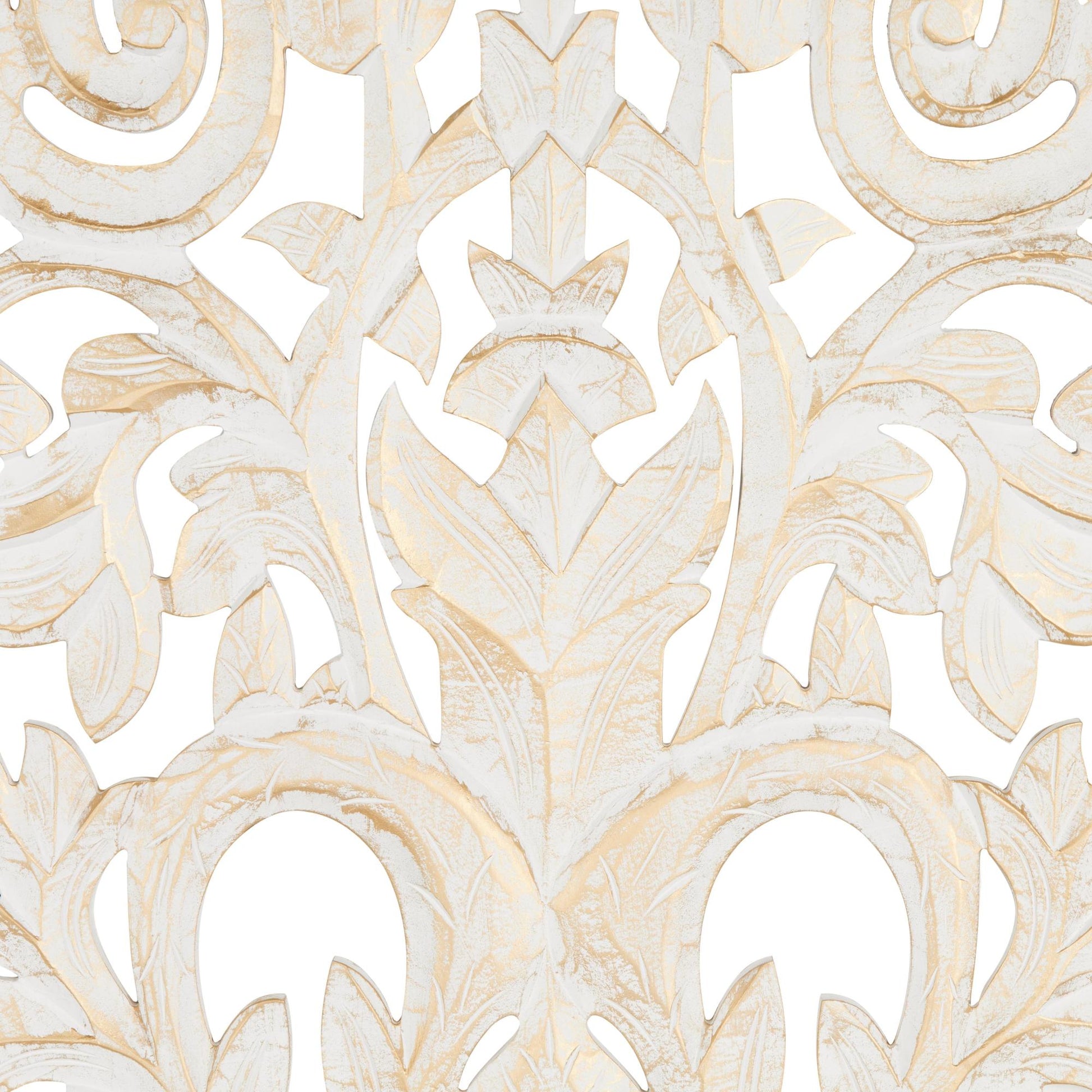 Tree Gold Wooden Handmade Carved Home Wall Decor with Scroll Details