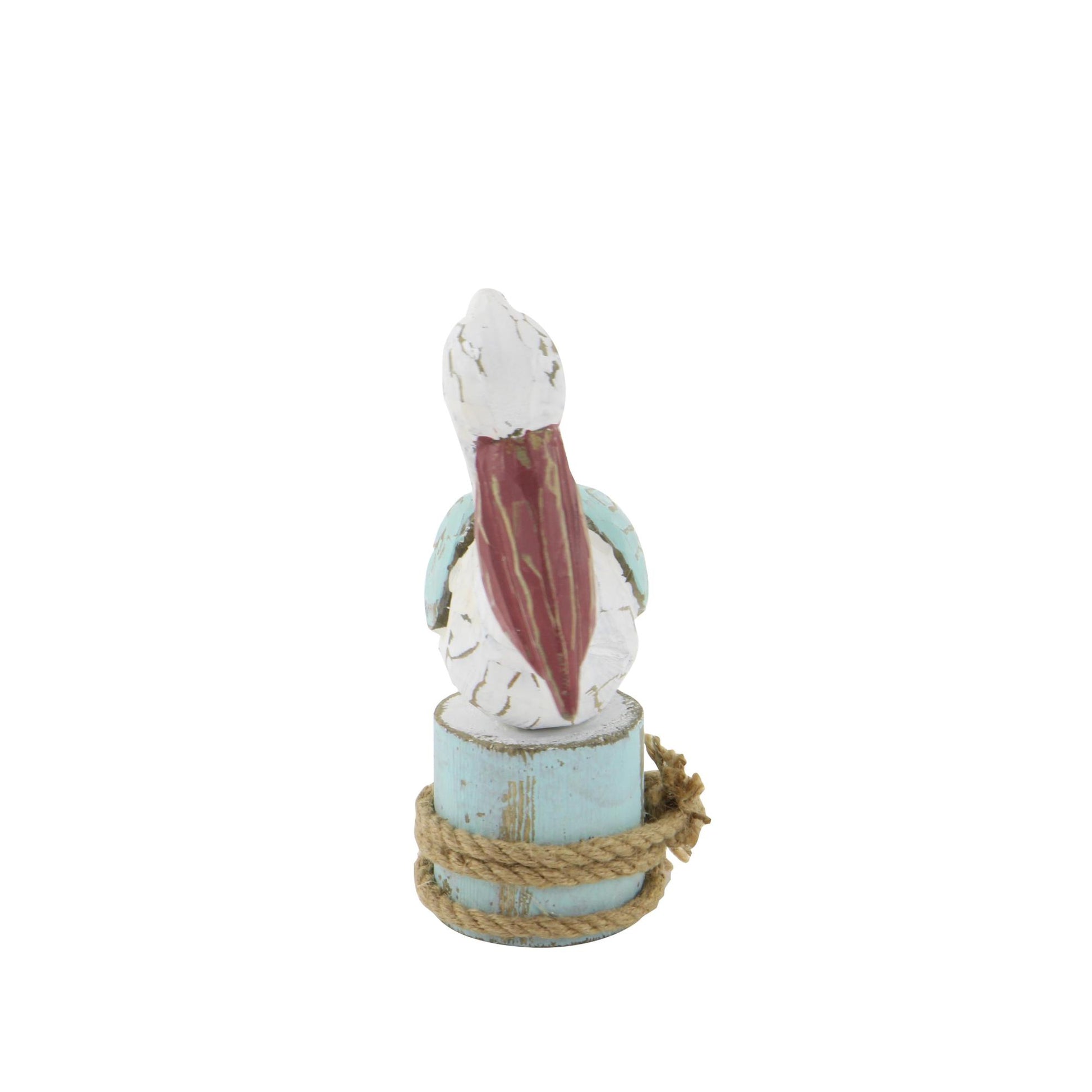 Pelican Multi Colored Wood Decorative Sculpture