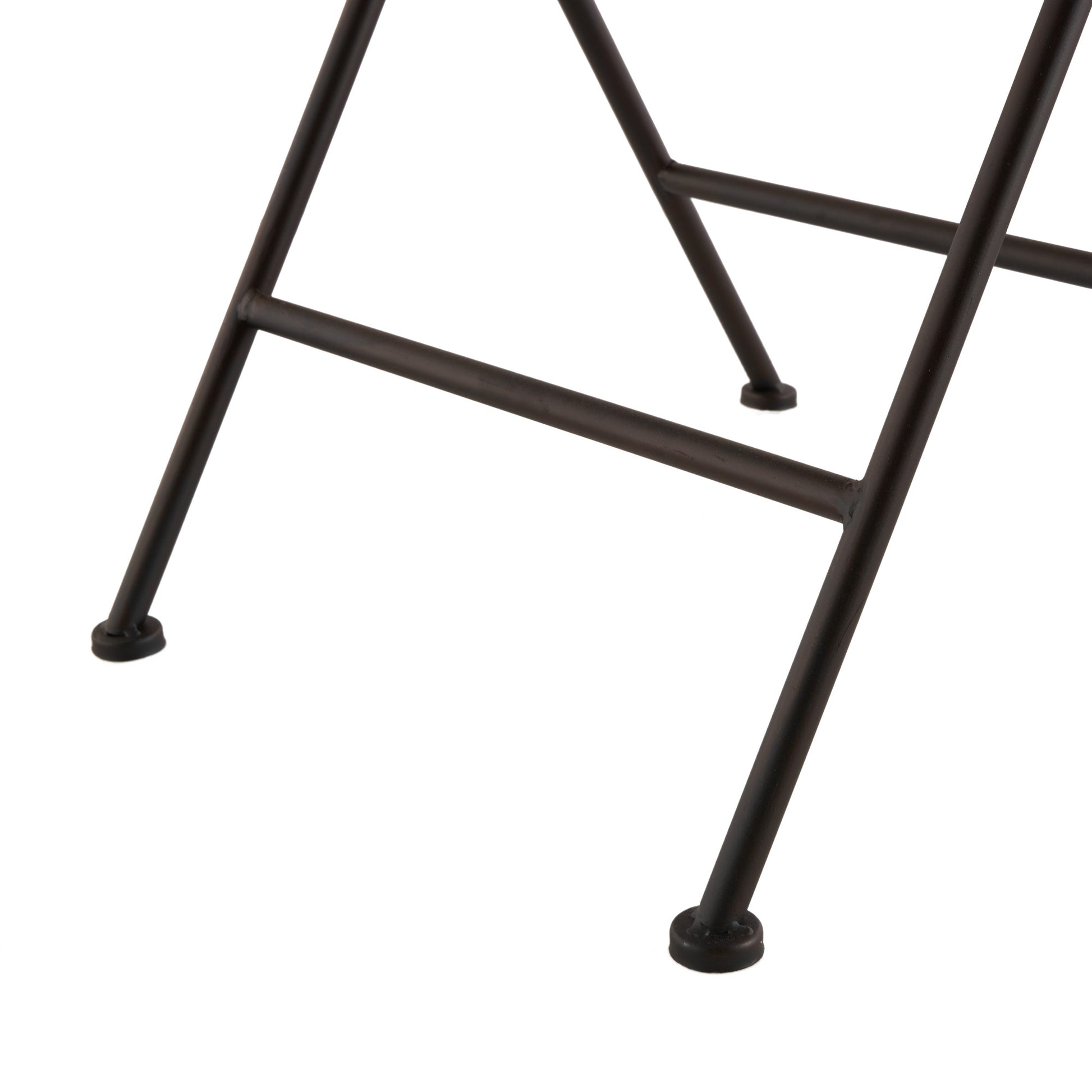 Black Metal Side End Accent Table with Brown Wood Top