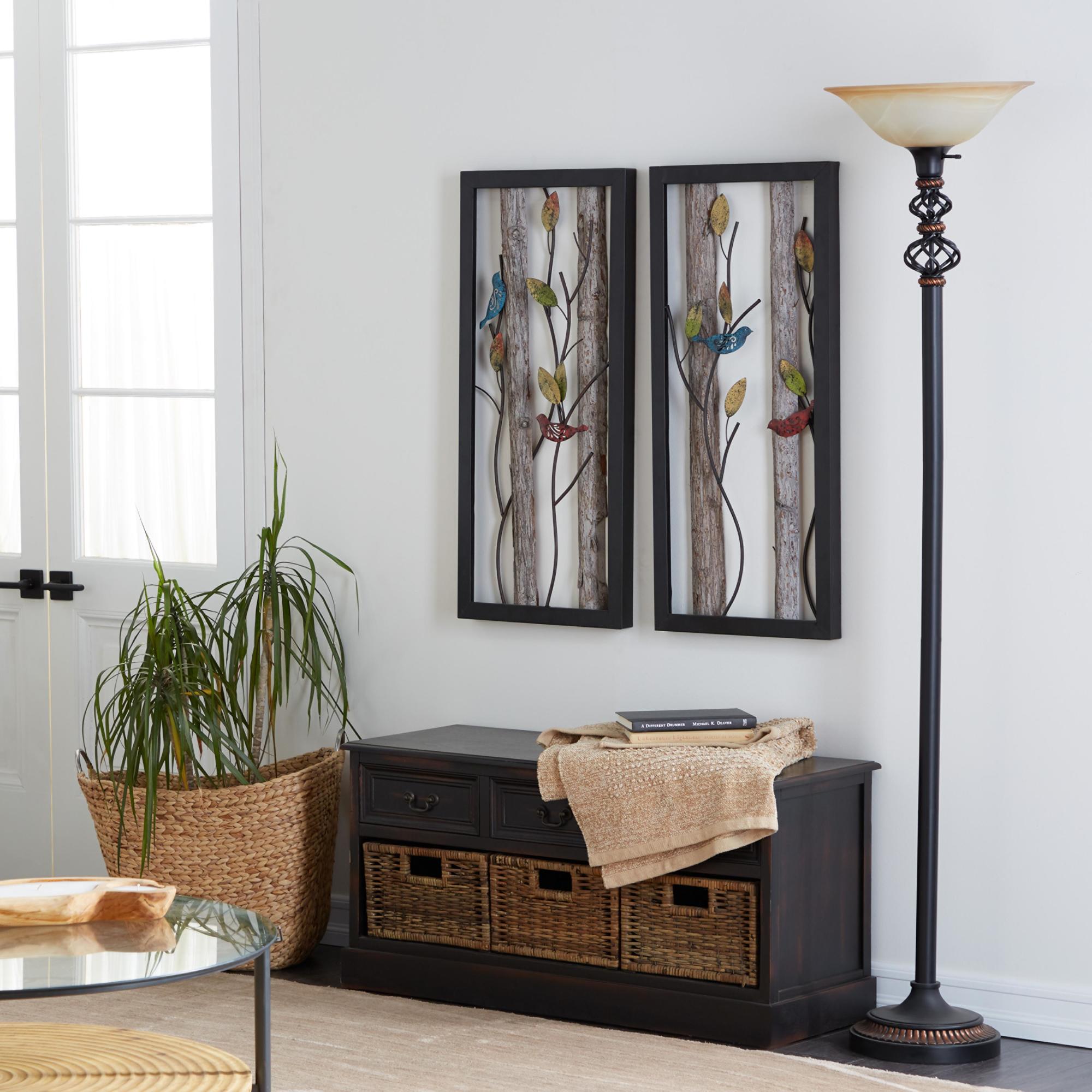Scroll Black Metal Antique Style Room Torchiere