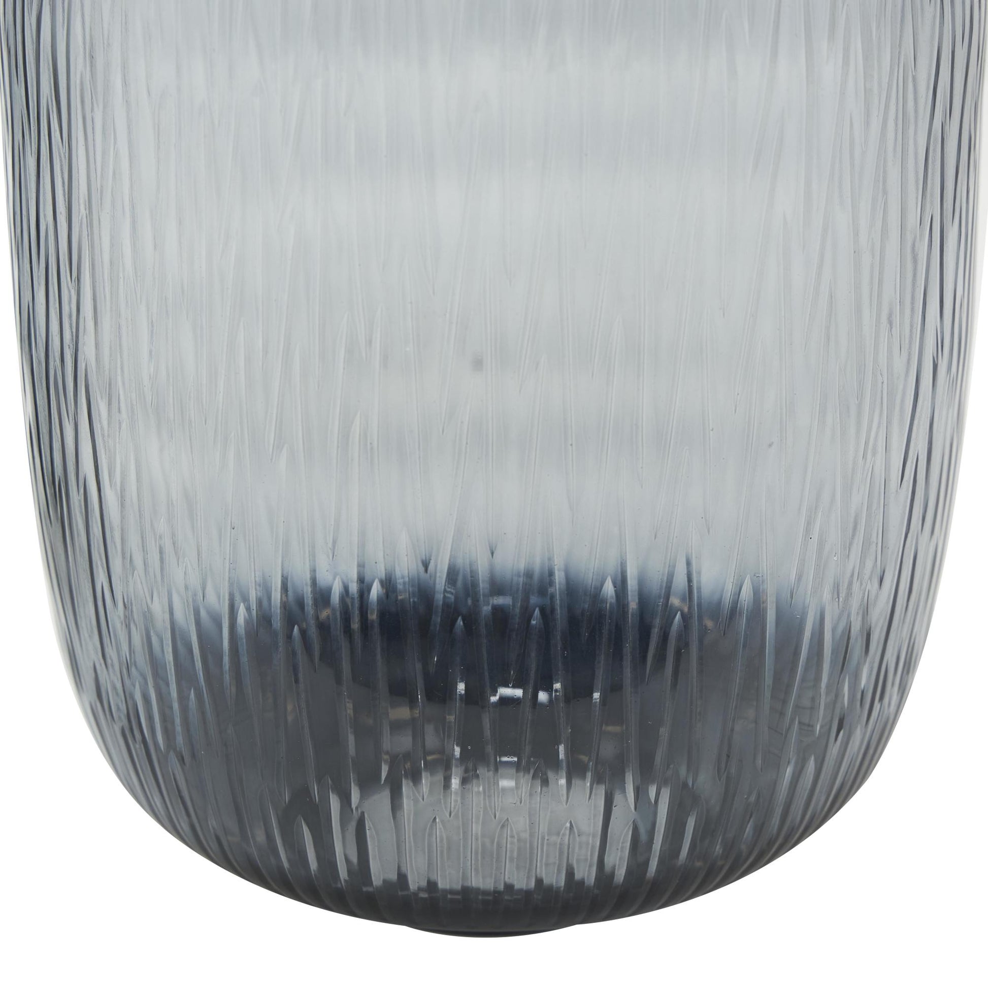 Set of 2 Black Glass Textured Ombre Decorative Vase