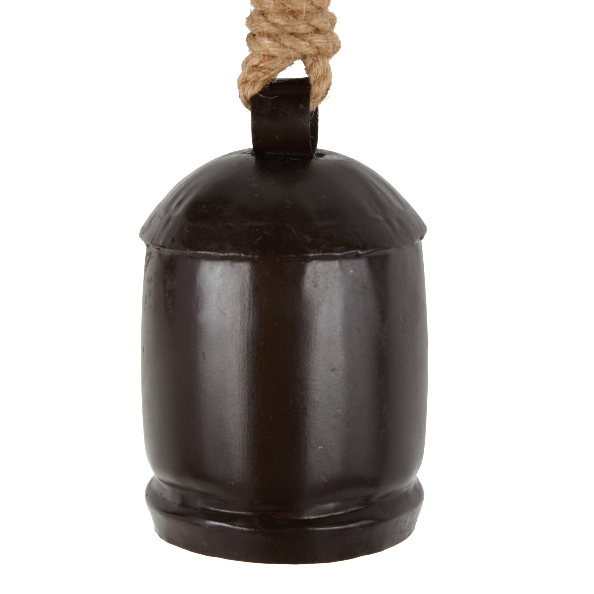 Set of 3 Metal Tibetan Inspired Indoor Outdoor Decorative Cow Bells with Jute Hanging Rope