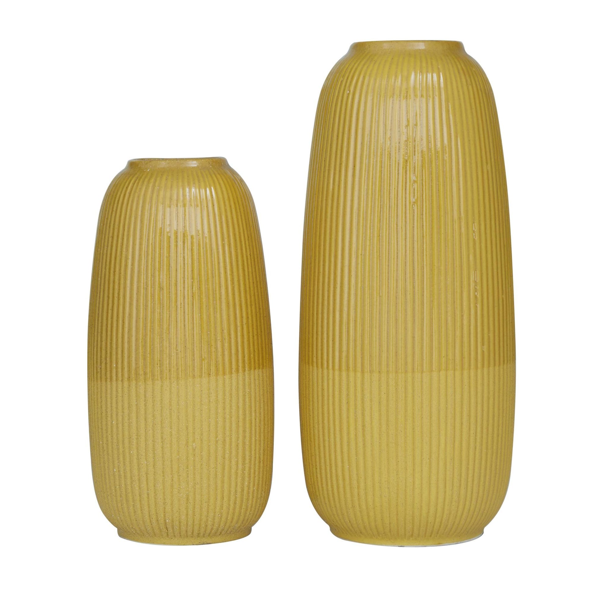CosmoLiving by Cosmopolitan Set of 2 Yellow Ceramic Decorative Vase