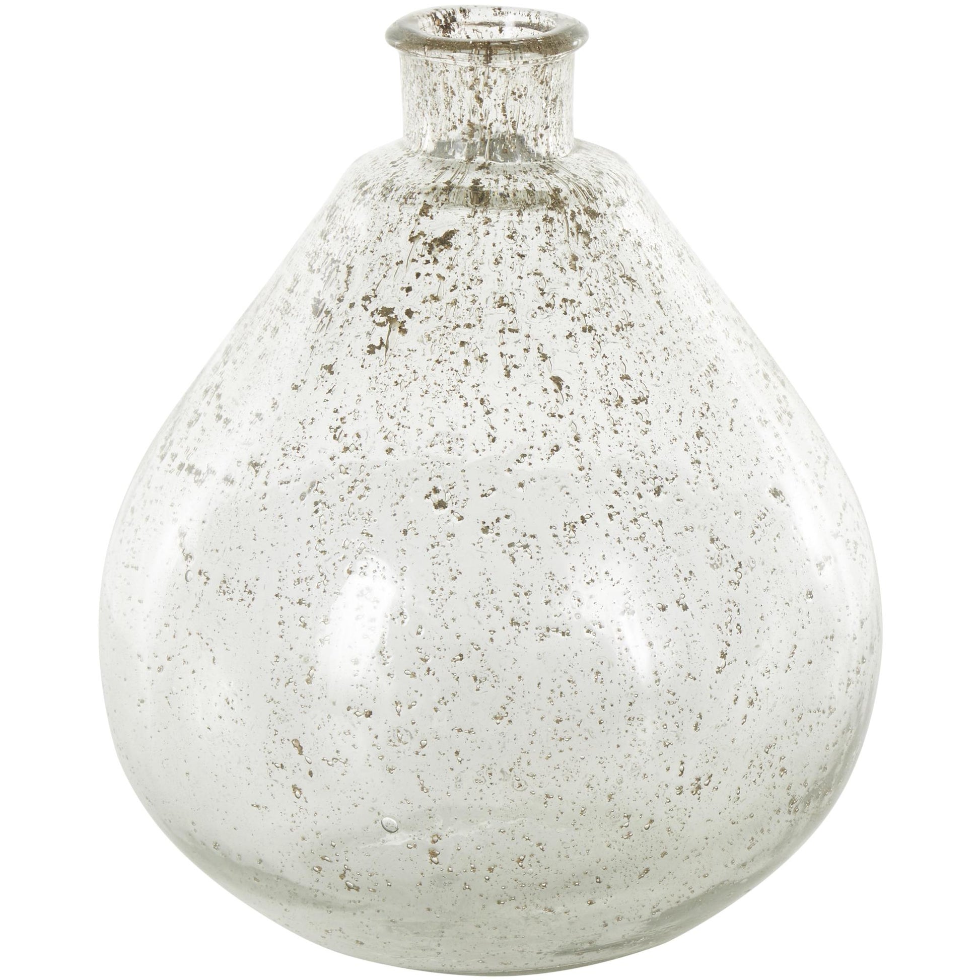 Clear Glass Speckled Decorative Vase with Brown Accents