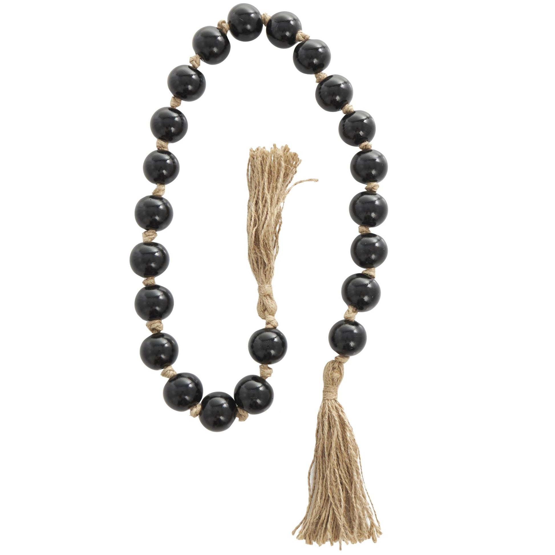 Glass Handmade Round Beaded Garland with Tassel with Knotted Brown Jute