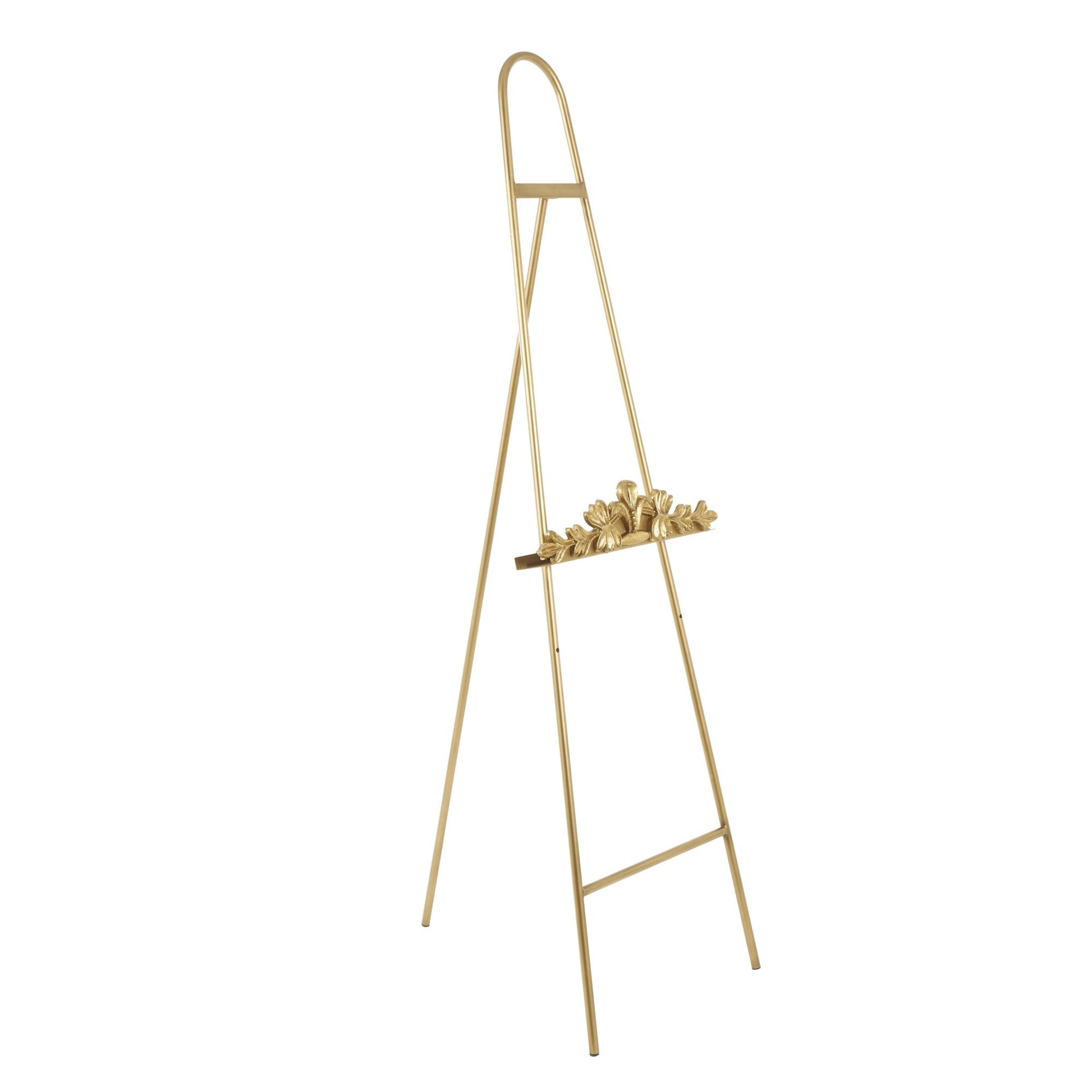 Gold Metal Arched Foldable Display Easel with Vine Emblem