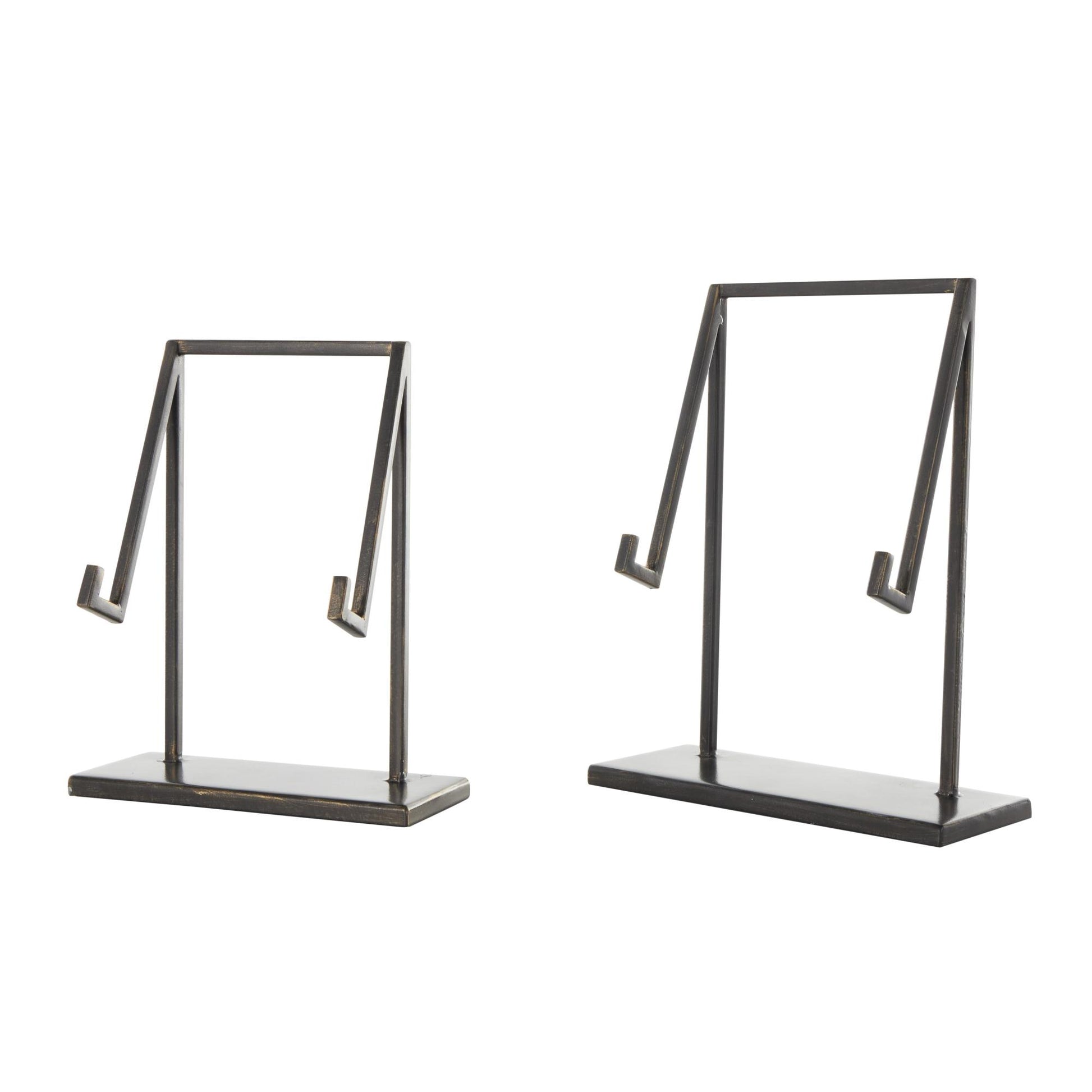 Set of 2 Black Metal Modern Tabletop Abstract Display Easel with Gold Accents