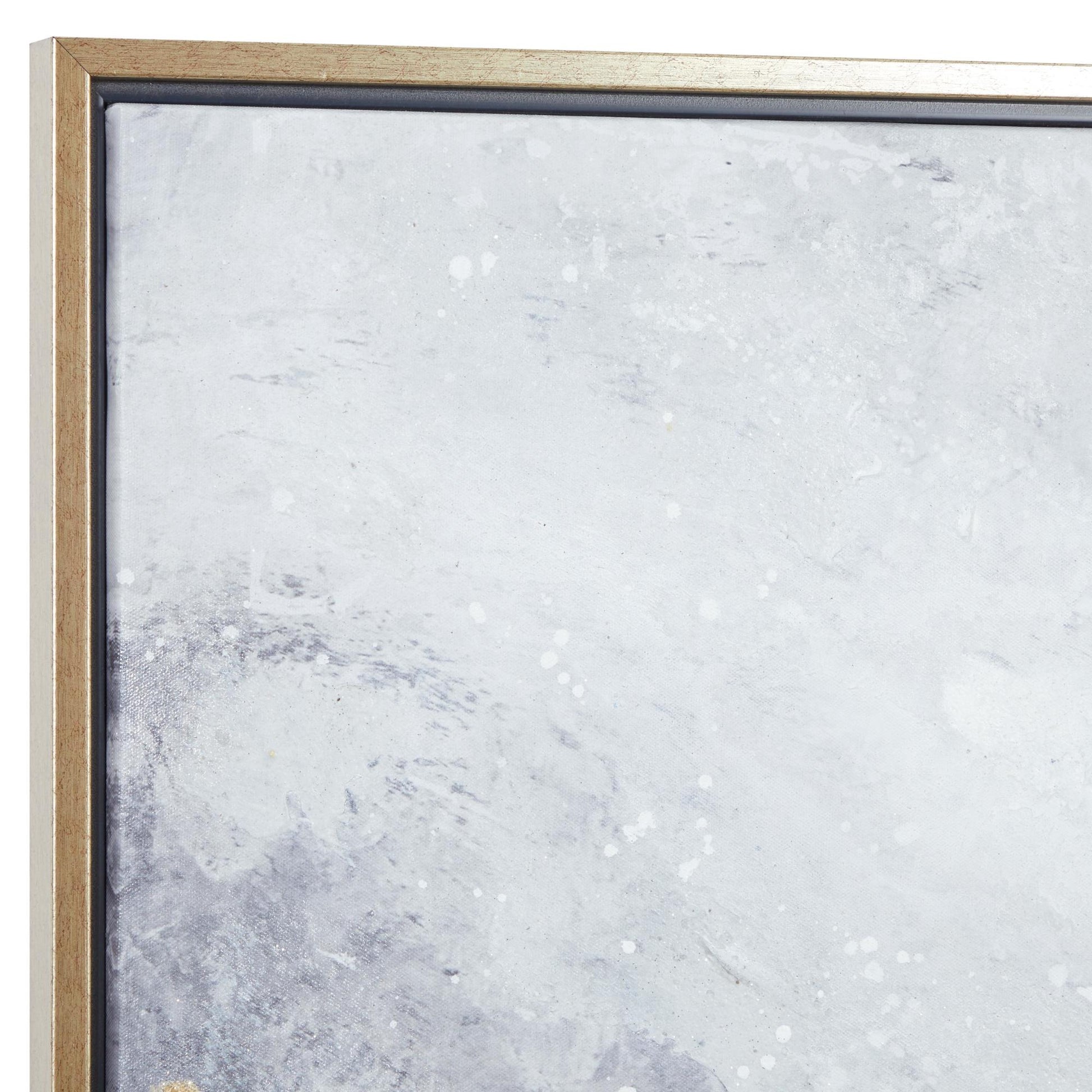 Geode Black Canvas Abstract Living Room Framed Wall Art with Gold Foil Accents
