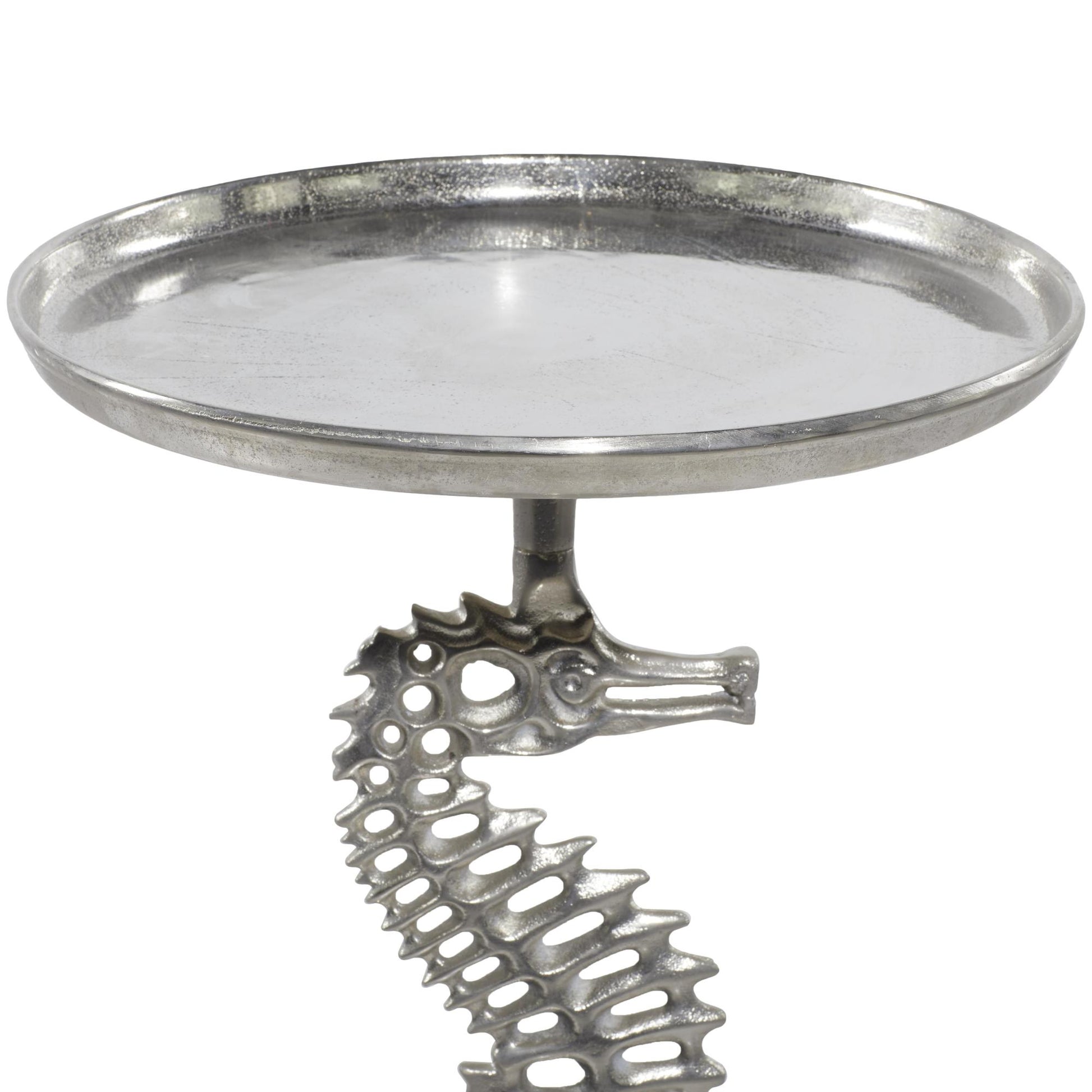 Sea Horse Aluminum Metal Side End Accent Table with Black Marble Table Top 13" x 13" x 25"