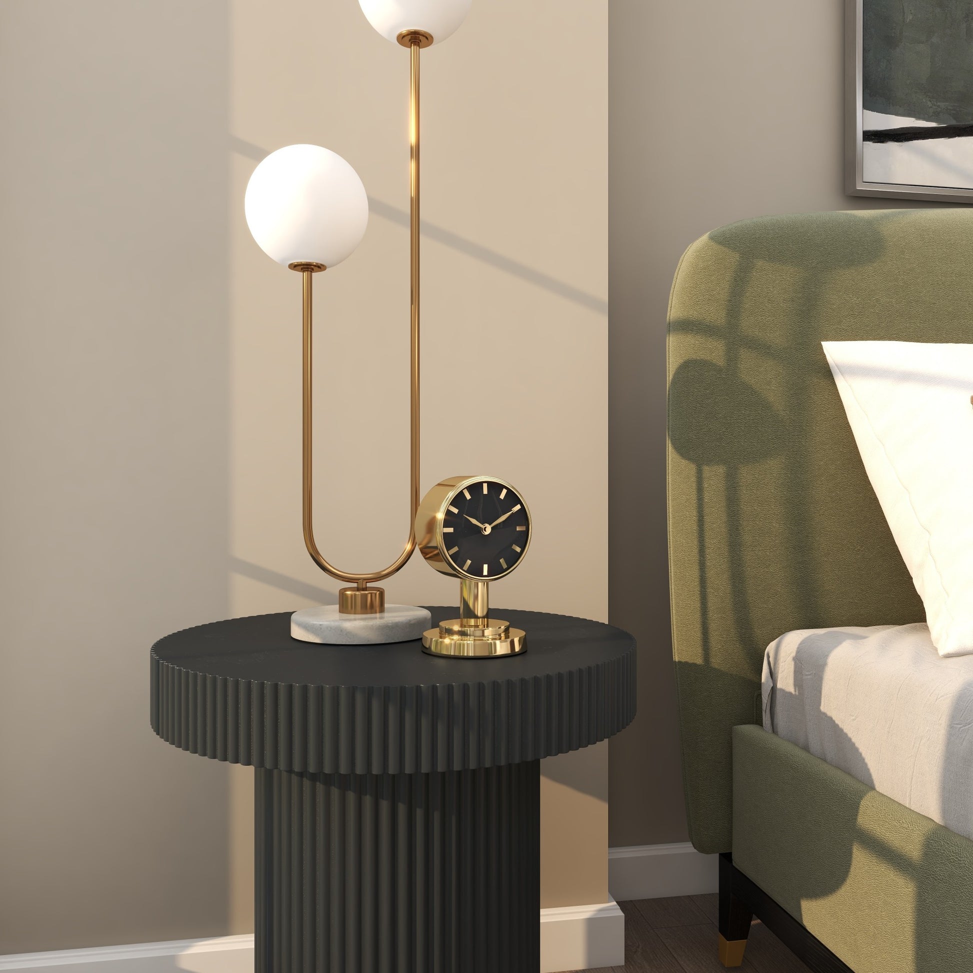 Gold Stainless Steel Metal Small Decorative Clock with Numberless Black Clockface