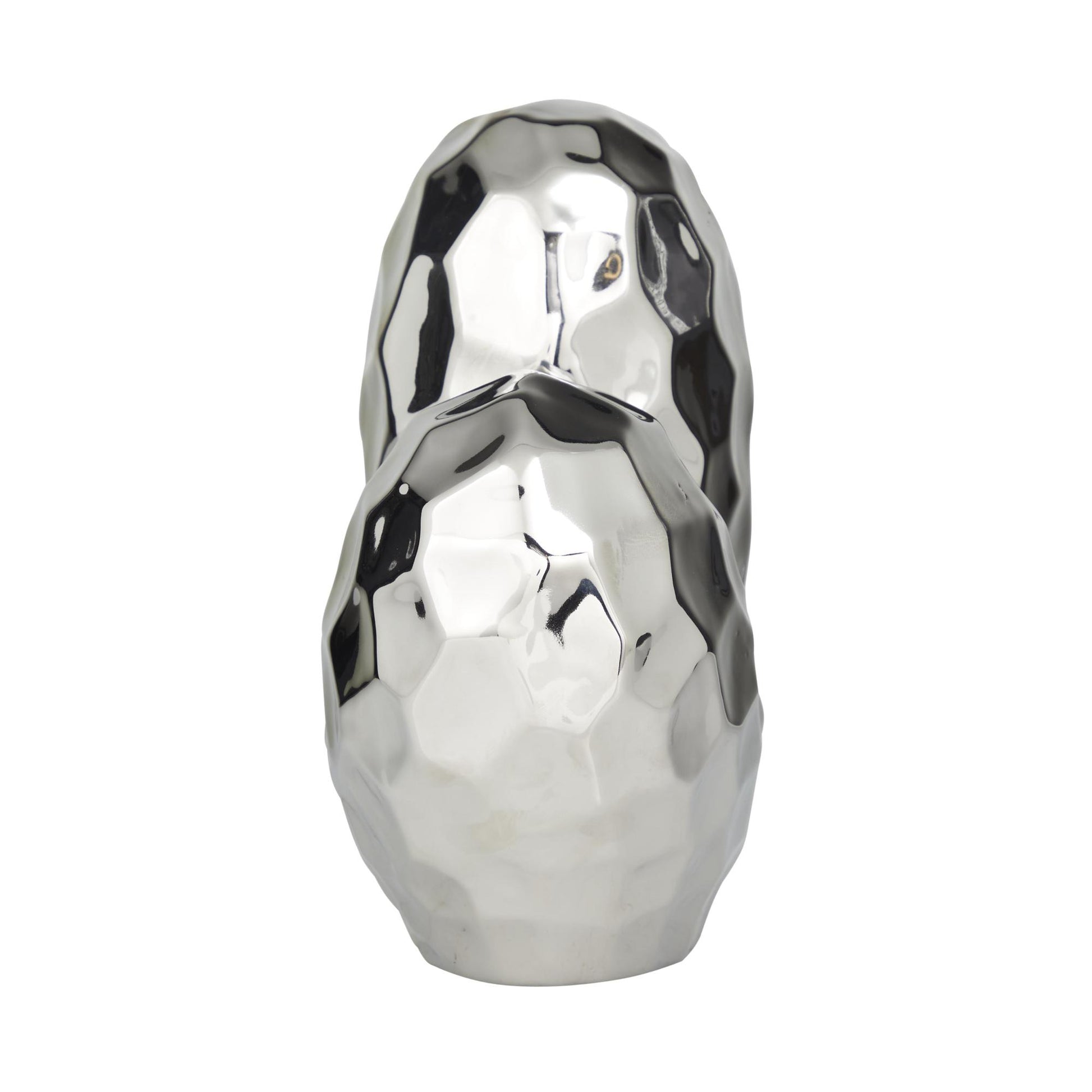 Heart Porcelain Ceramic Dimensional Origami Inspired Angled Decorative Sculpture with Faceted Exterior