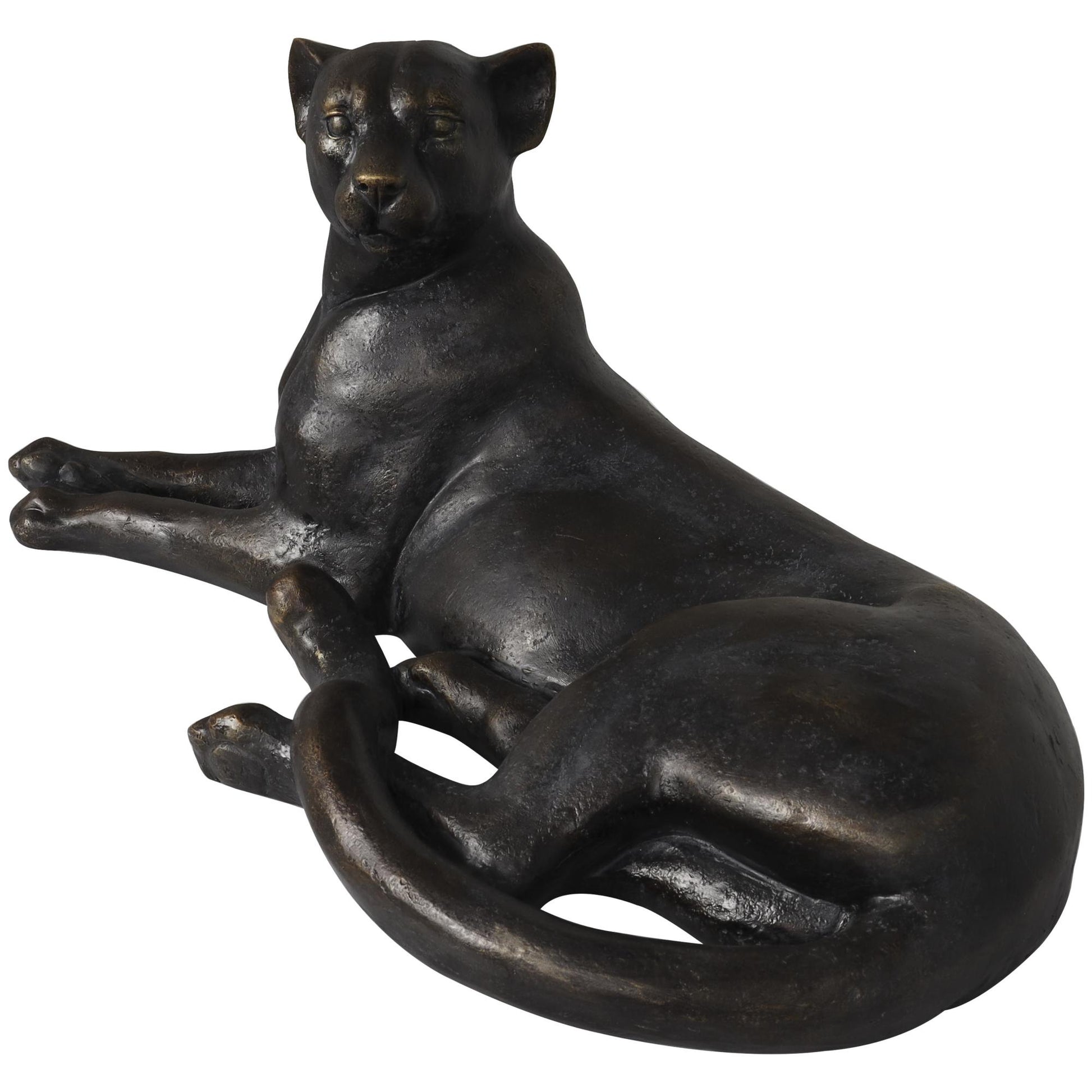 Leopard Black Polyresin Laying Decorative Sculpture
