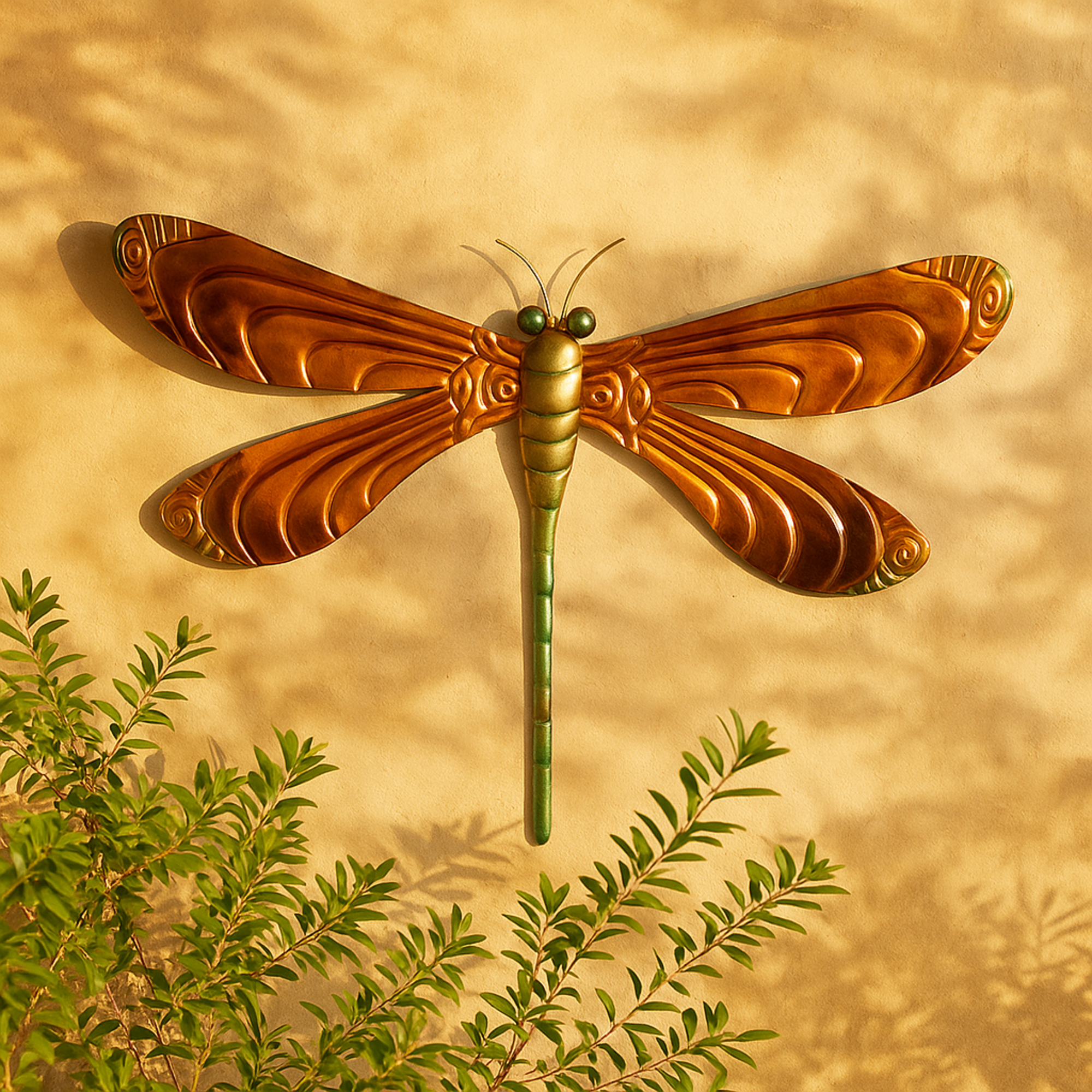 Dragonfly Multi Colored Stainless Steel Metal Indoor Outdoor Home Wall Decor with Brown Wings