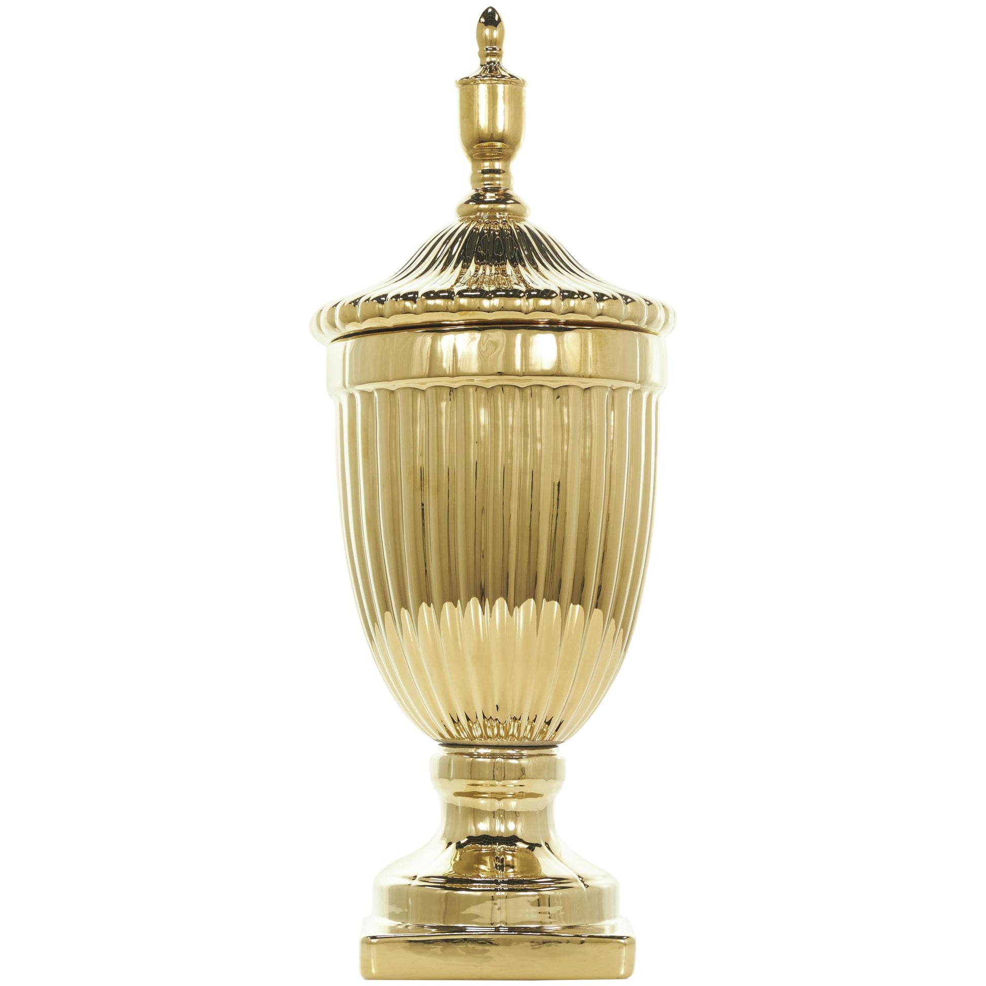 Ceramic Tall Fluted Urn Living Room Decorative Jars with Grooves and Lid
