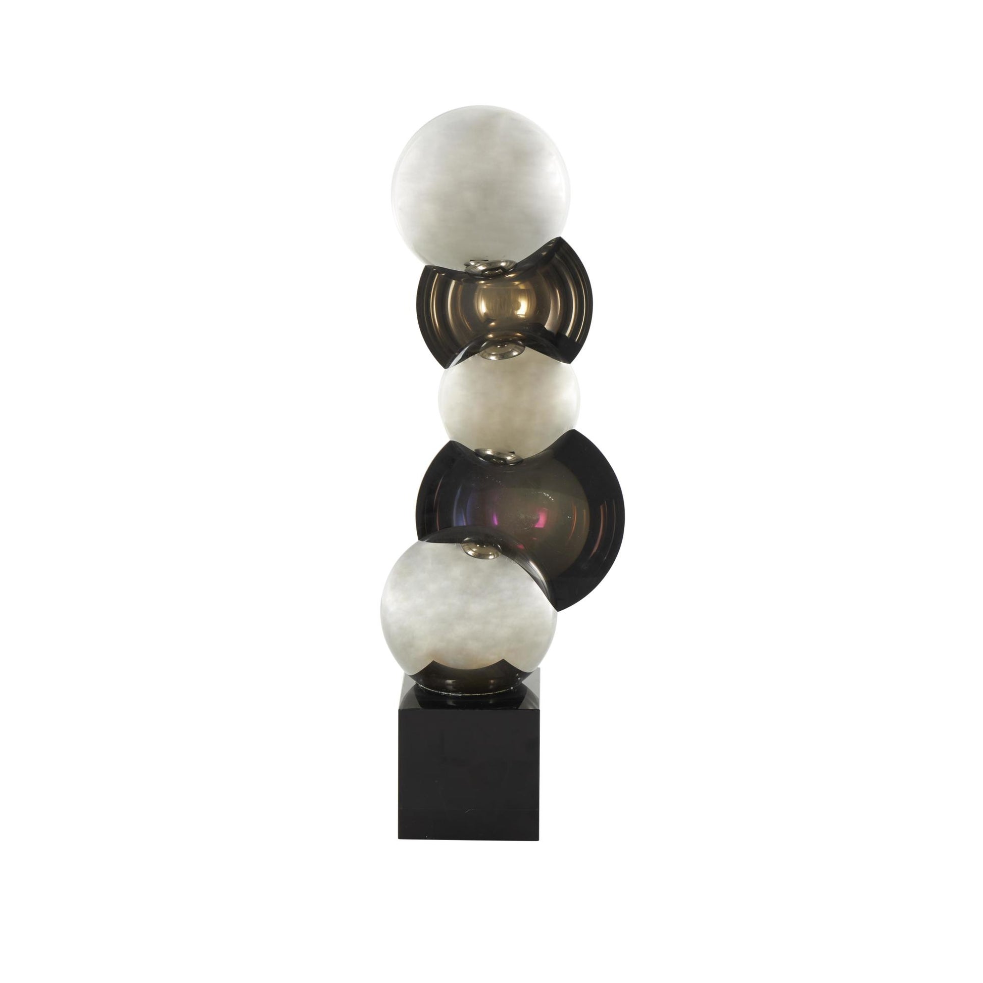 Abstract Glass Stacked Orb Decorative Sculpture with Black Base