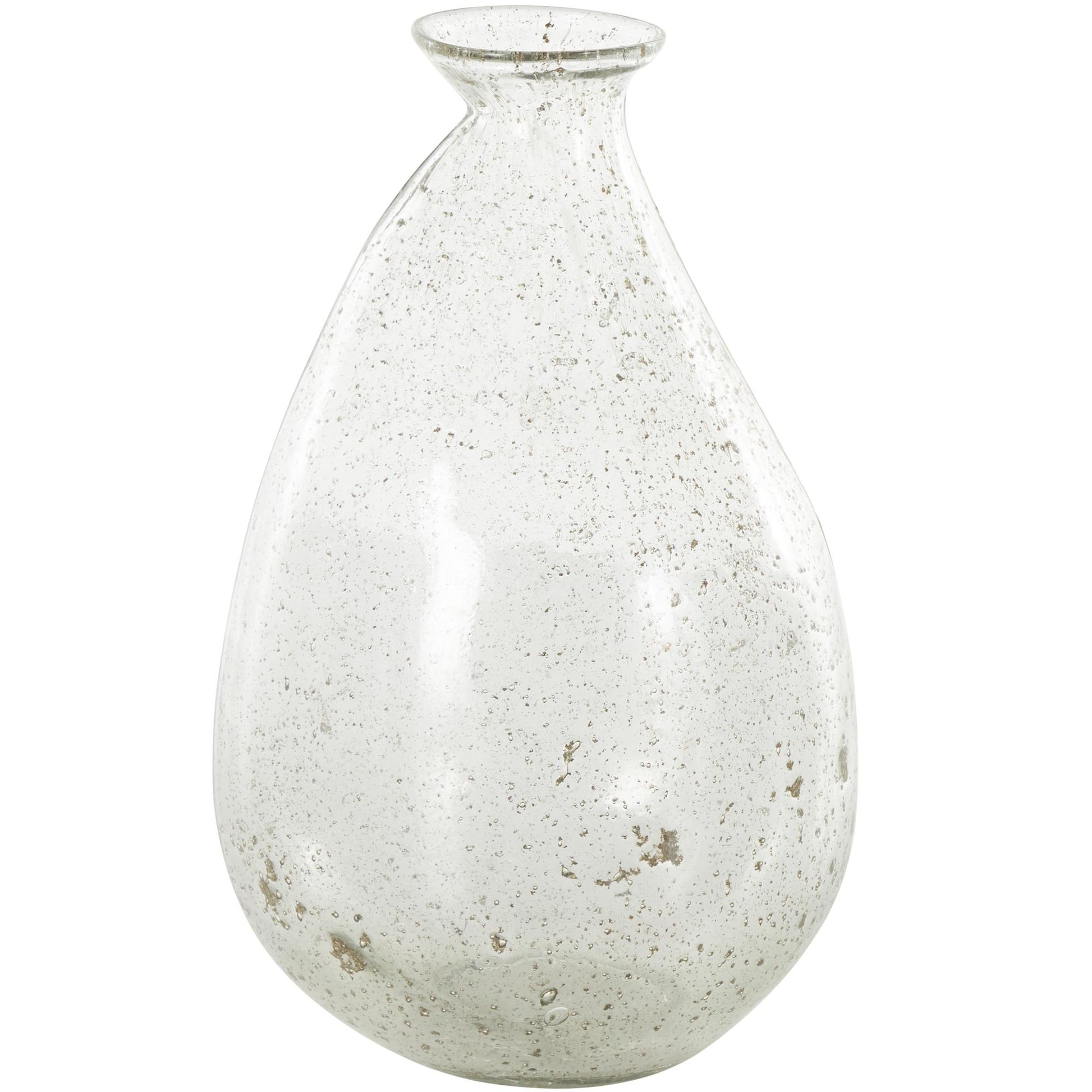 Clear Glass Speckled Decorative Vase with Brown Accents