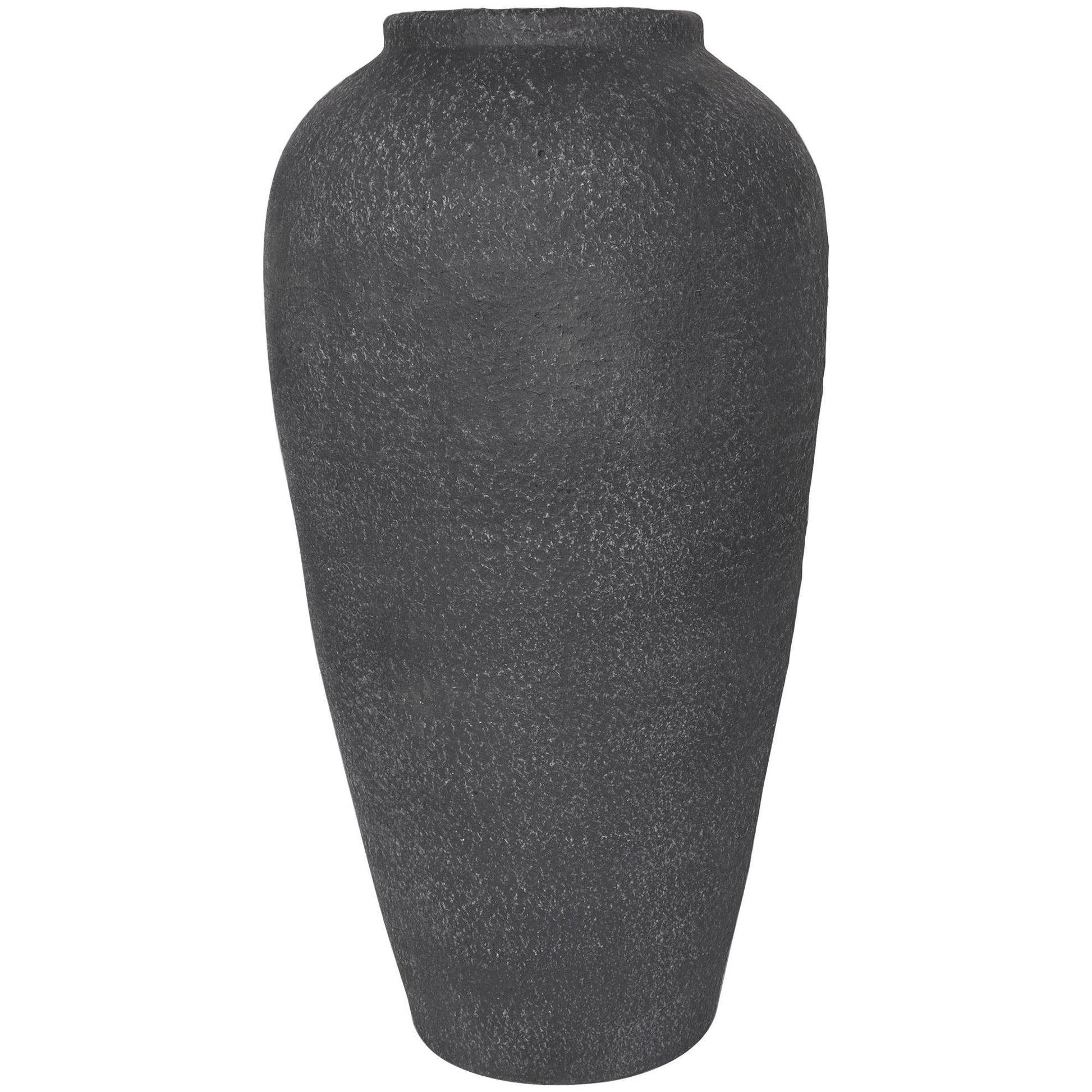 Black Ceramic Whitewashed Textured Decorative Vase