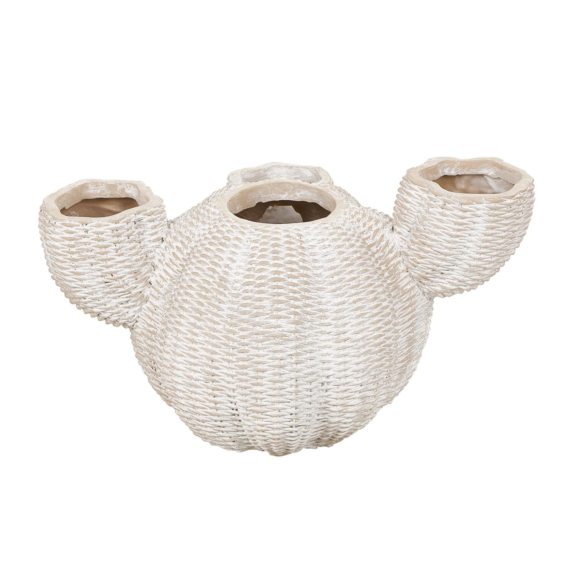 Cactus Cream Resin Wide Textured Indoor Outdoor Planter