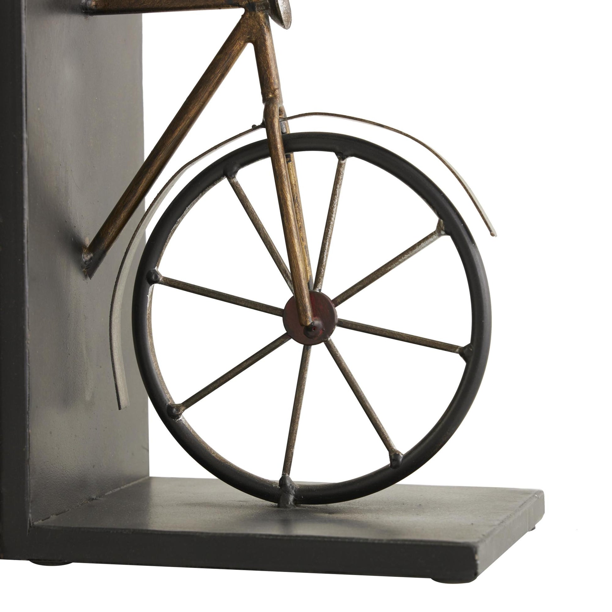 Set of 2 Bike Black Metal Weathered Decorative Bookends