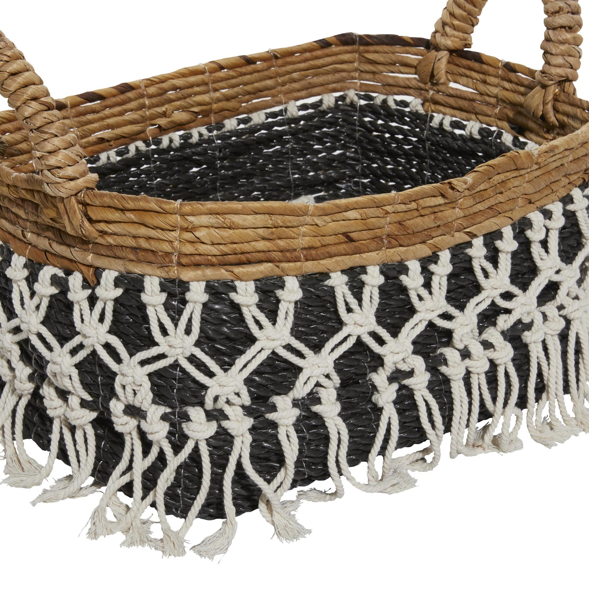 Set of 3 Black Banana Leaf Handmade Storage Basket