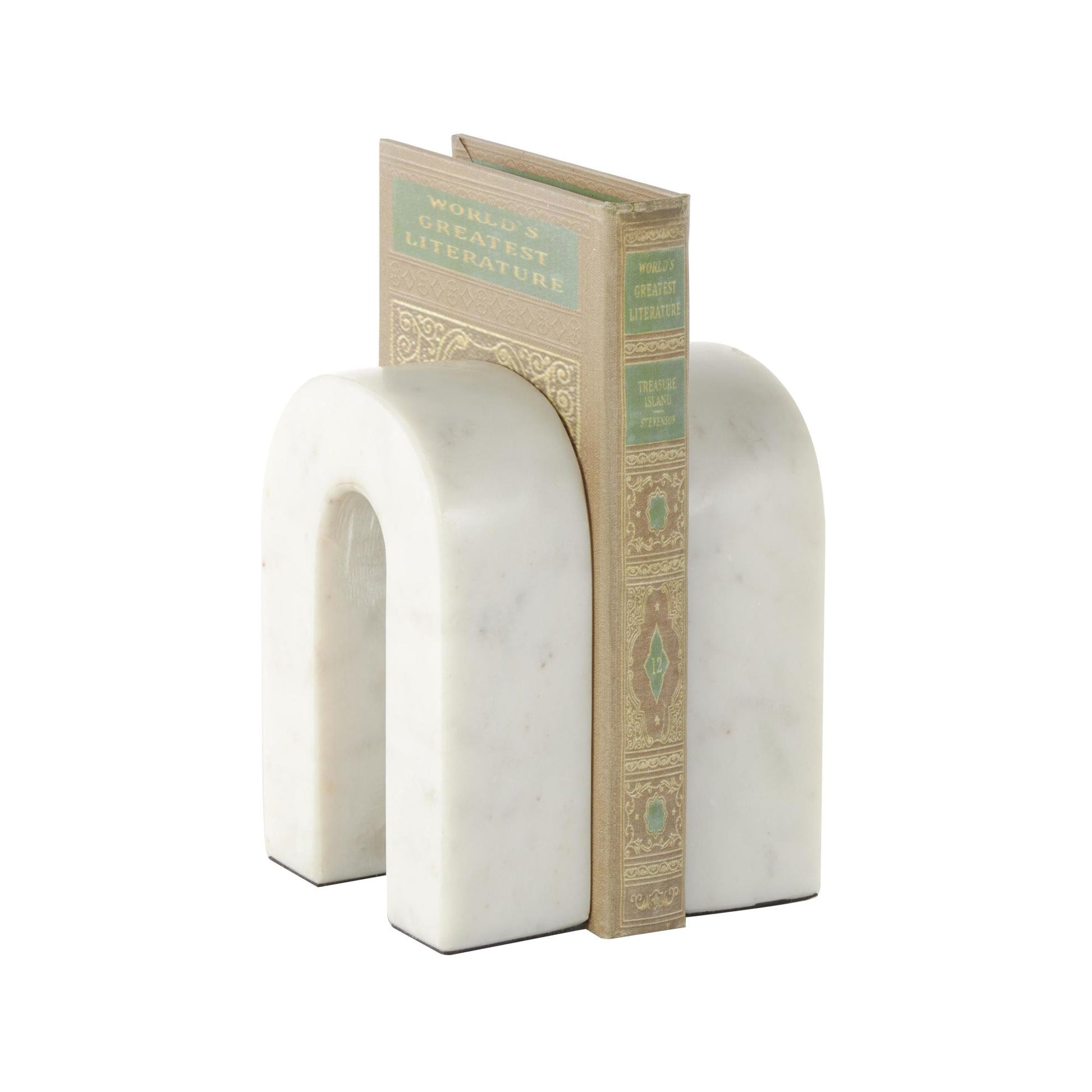 Set of 2 Geometric Marble Arched Decorative Bookends