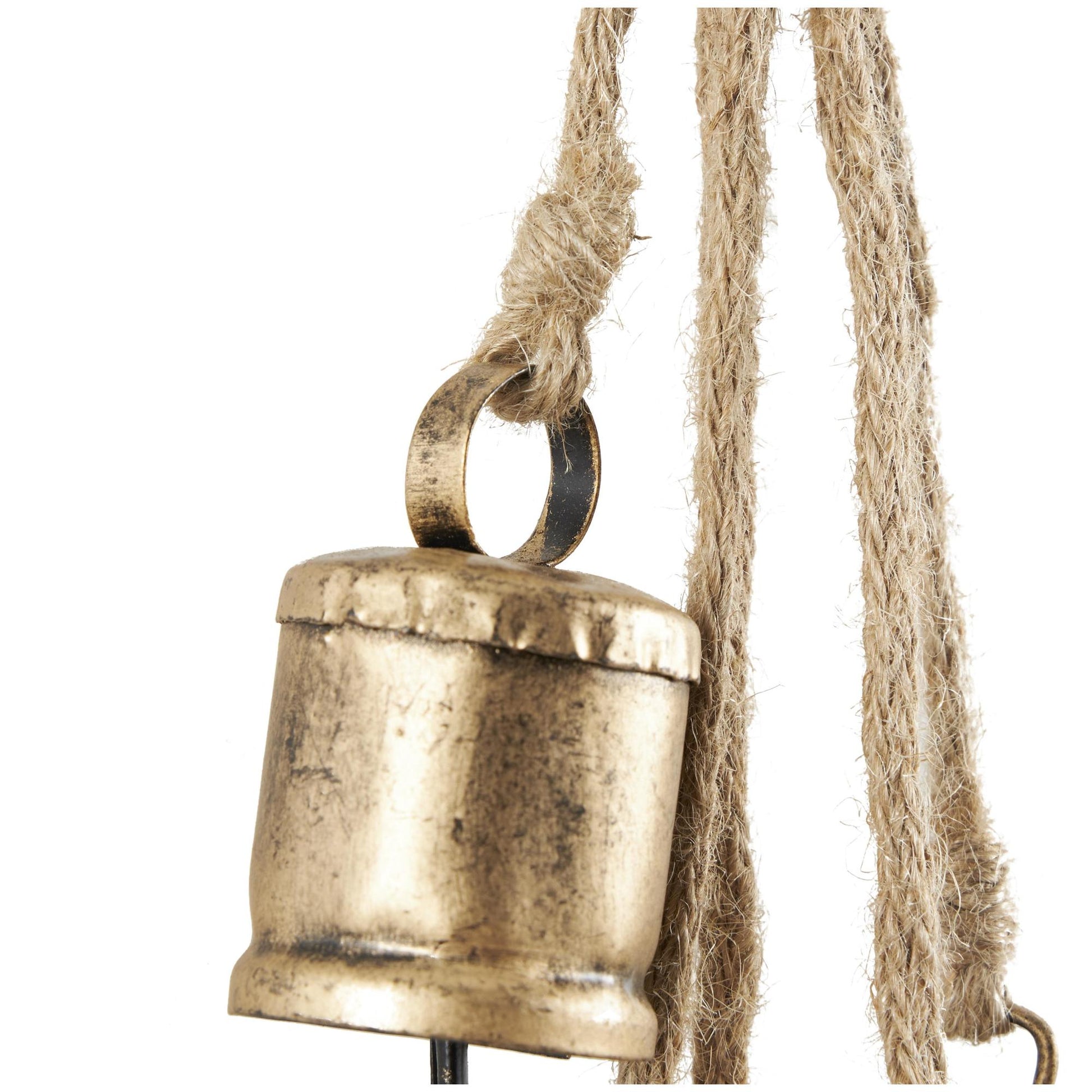 Metal Cascading Cluster Indoor Outdoor Decorative Cow Bells with Jute Hanging Rope