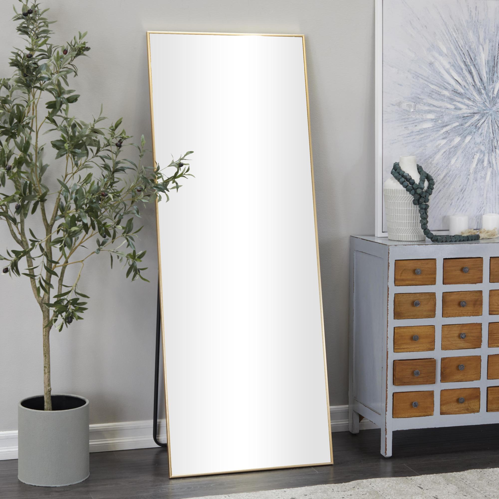 CosmoLiving by Cosmopolitan Gold Metal Room Floor Mirror with Stand