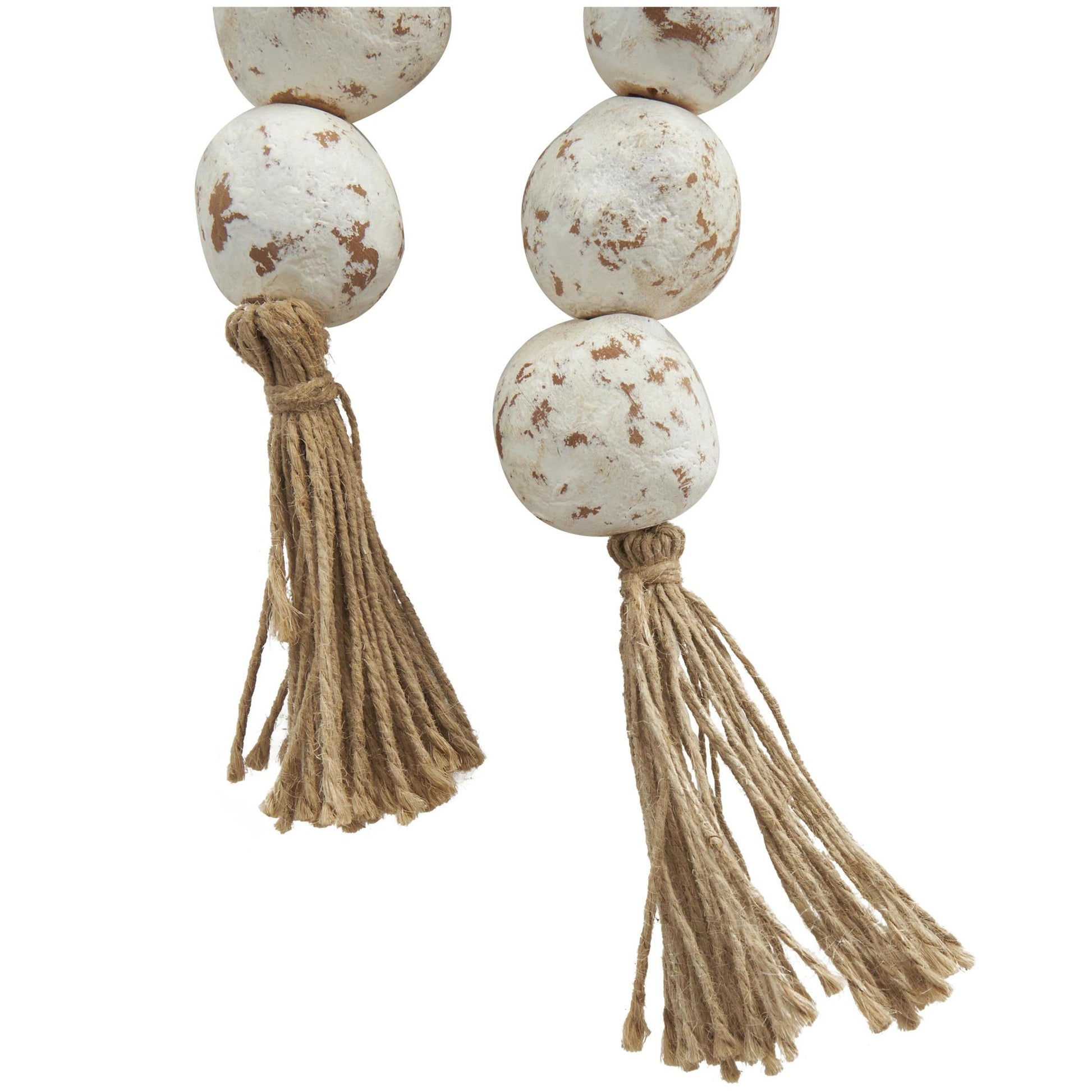Ceramic Handmade Round Intricately Shaped Large Distressed Beaded Garland with Tassel