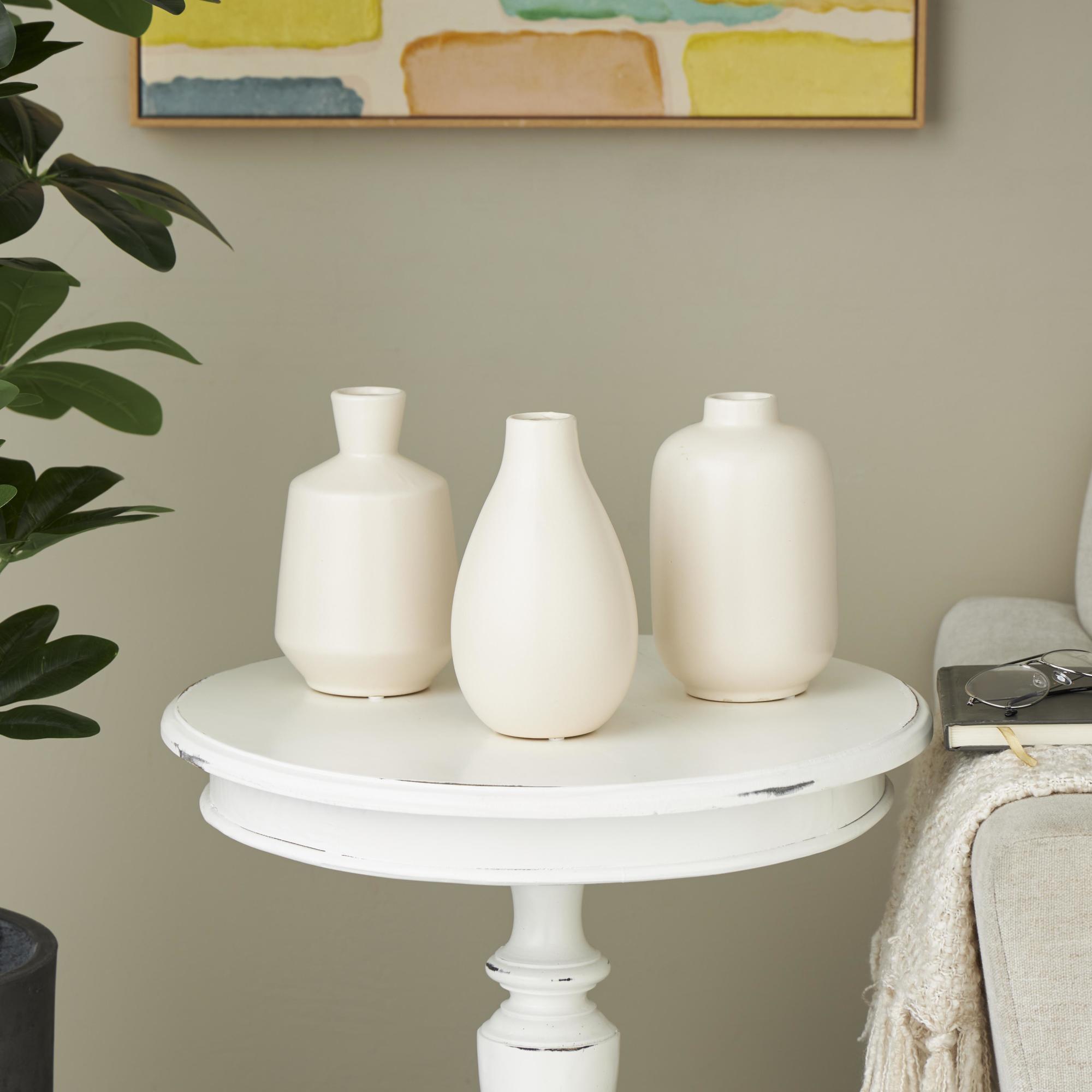 Set of 3 Ceramic Marble Inspired Decorative Vase with Varying Shapes Set of 3 4"W, 8"H