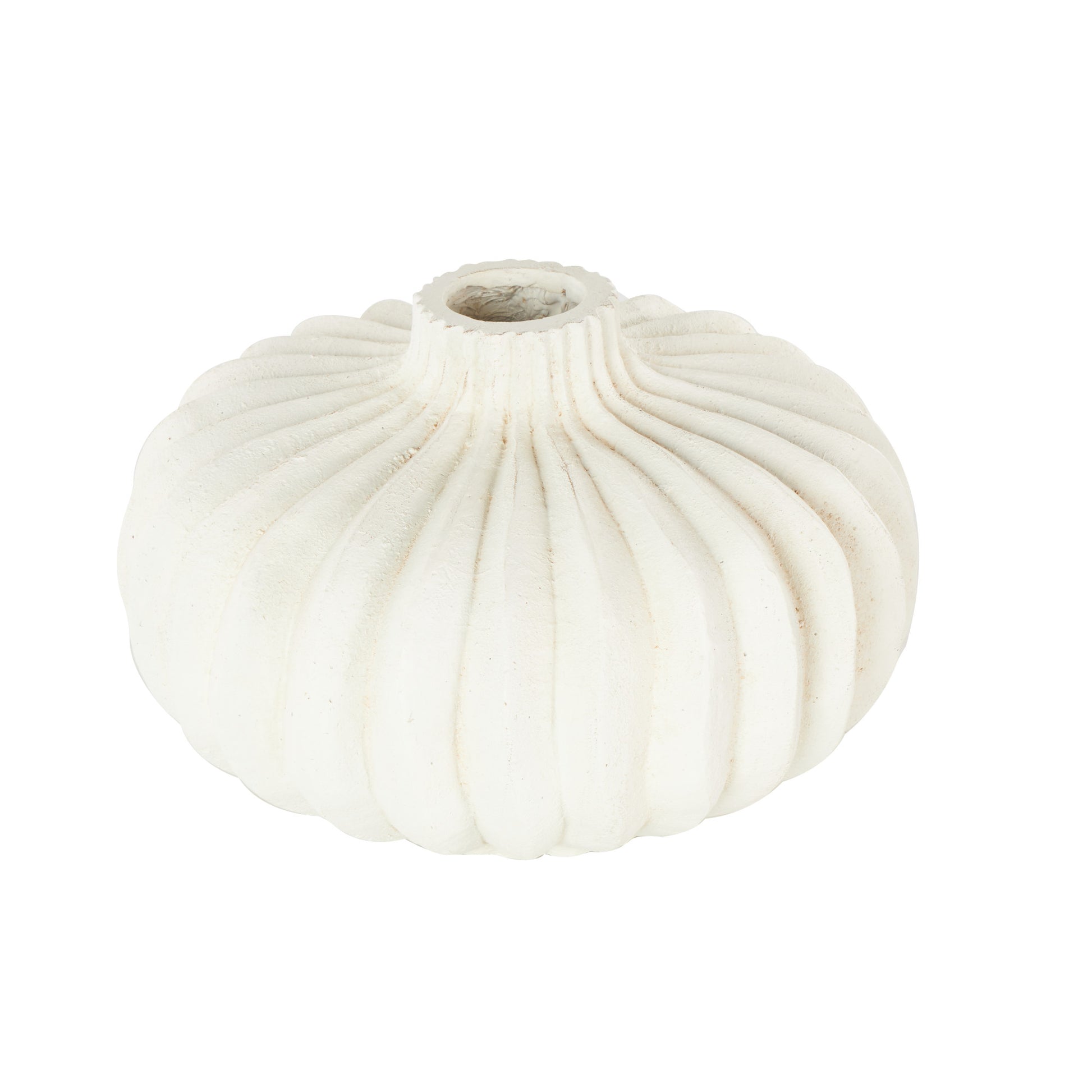 Abstract White Magnesium Oxide Short Wide Decorative Vase