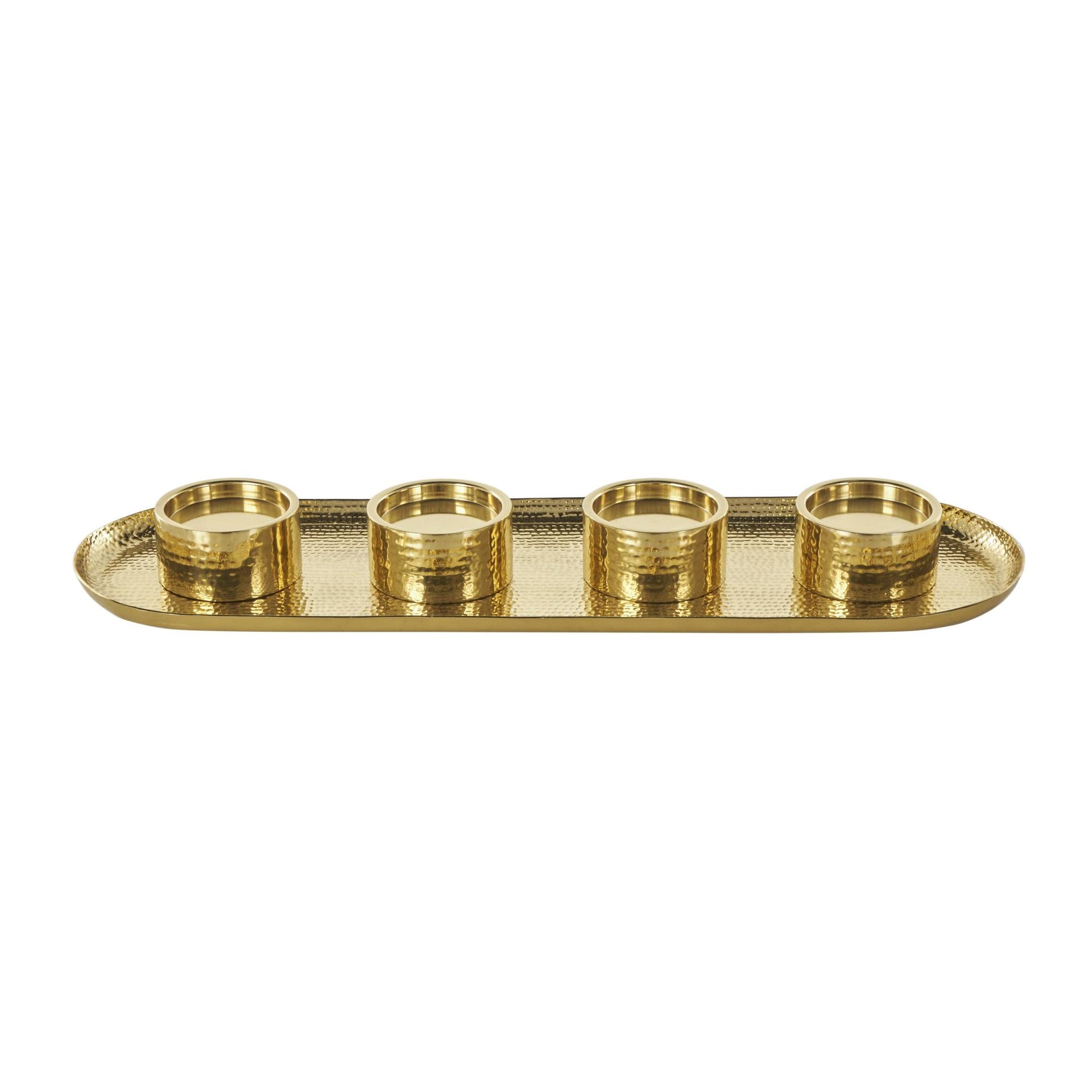Stainless Steel Metal 4 Candle Decorative Candelabra with Attached Tray