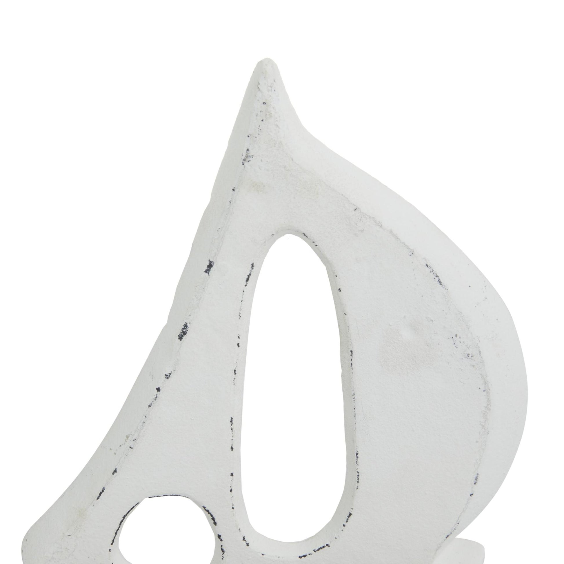 Set of 3 Sail Boat White Wood Decorative Sculpture with Wood Base