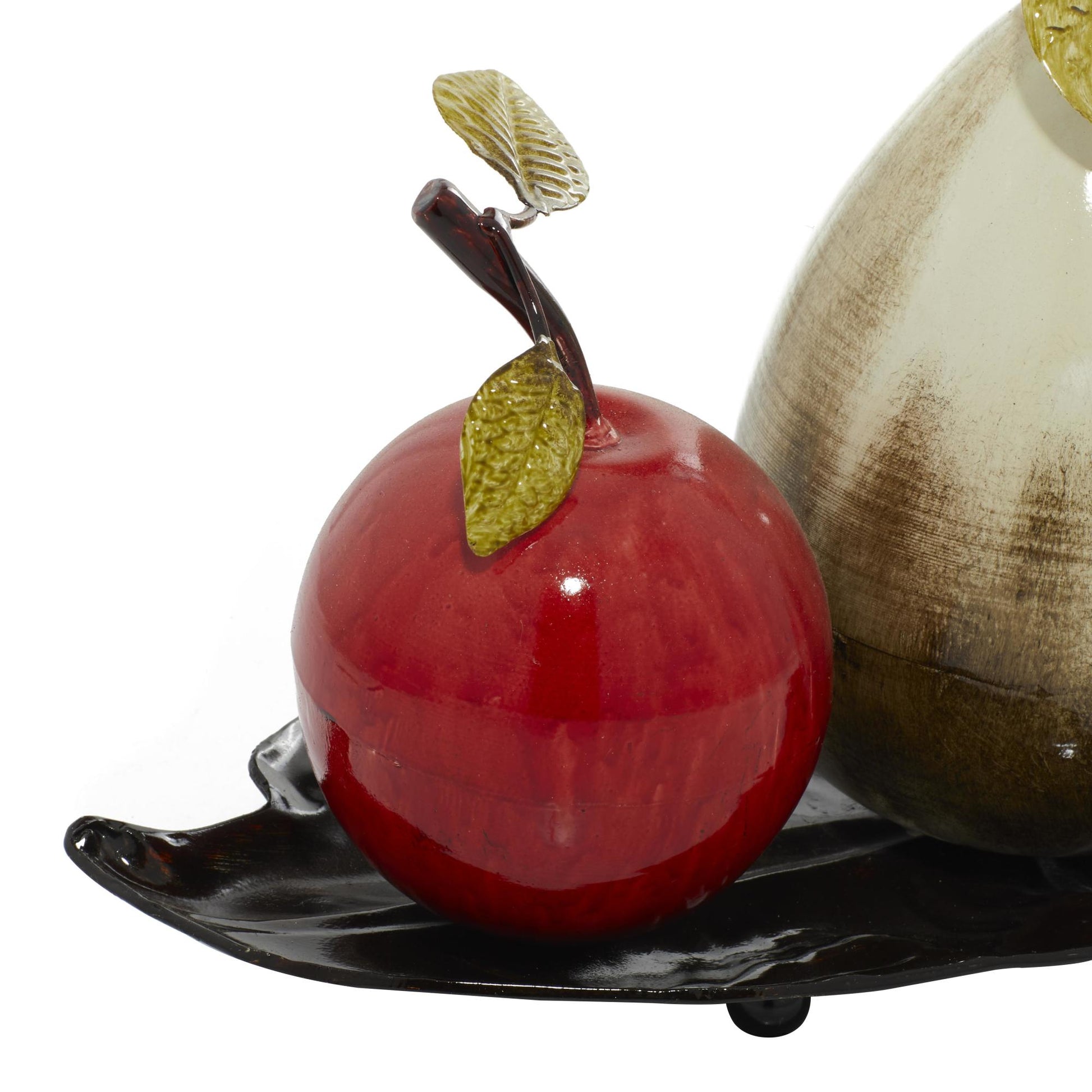 Fruit Red Metal Decorative Sculpture with Platter