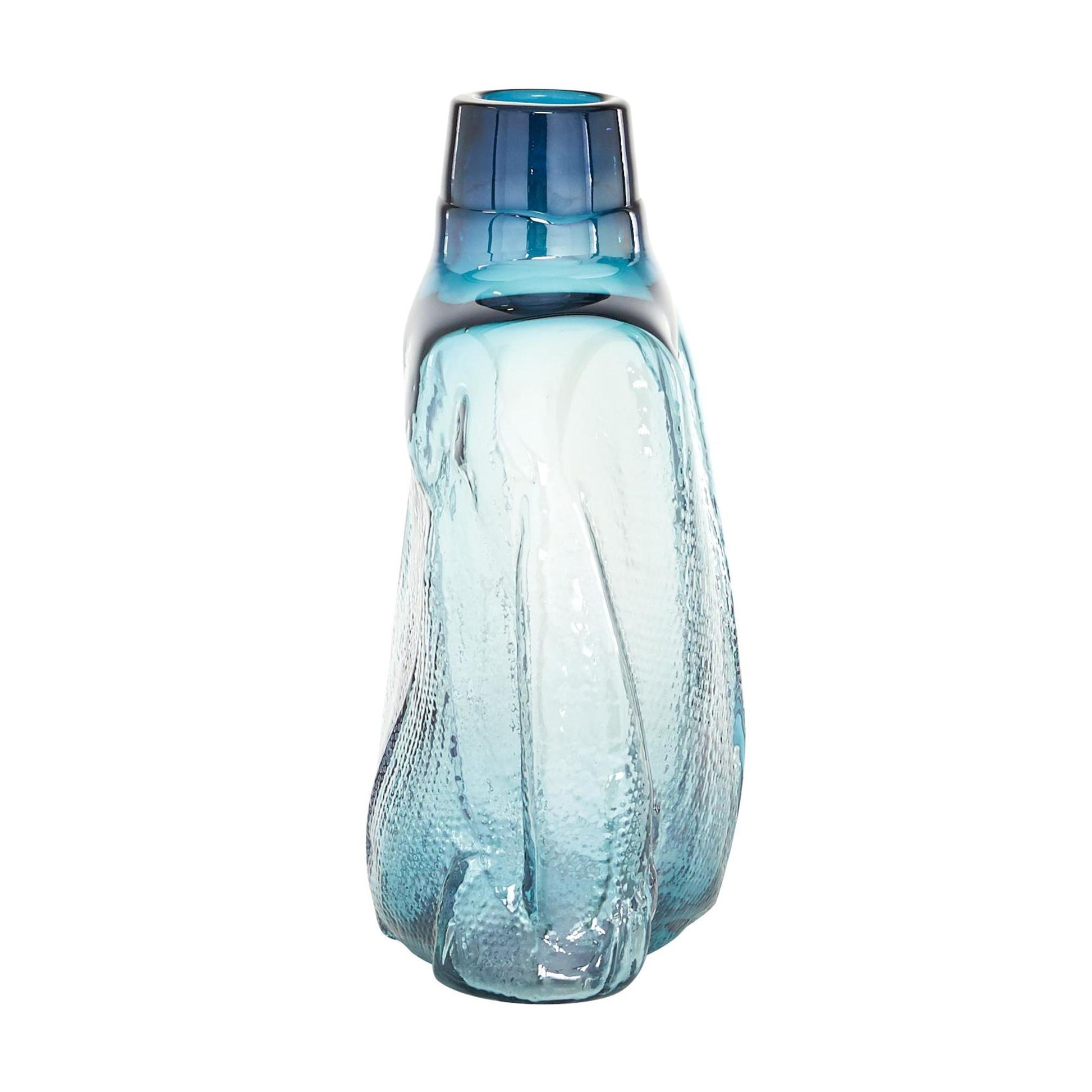 Abstract Blue Glass Handmade Blown Decorative Vase