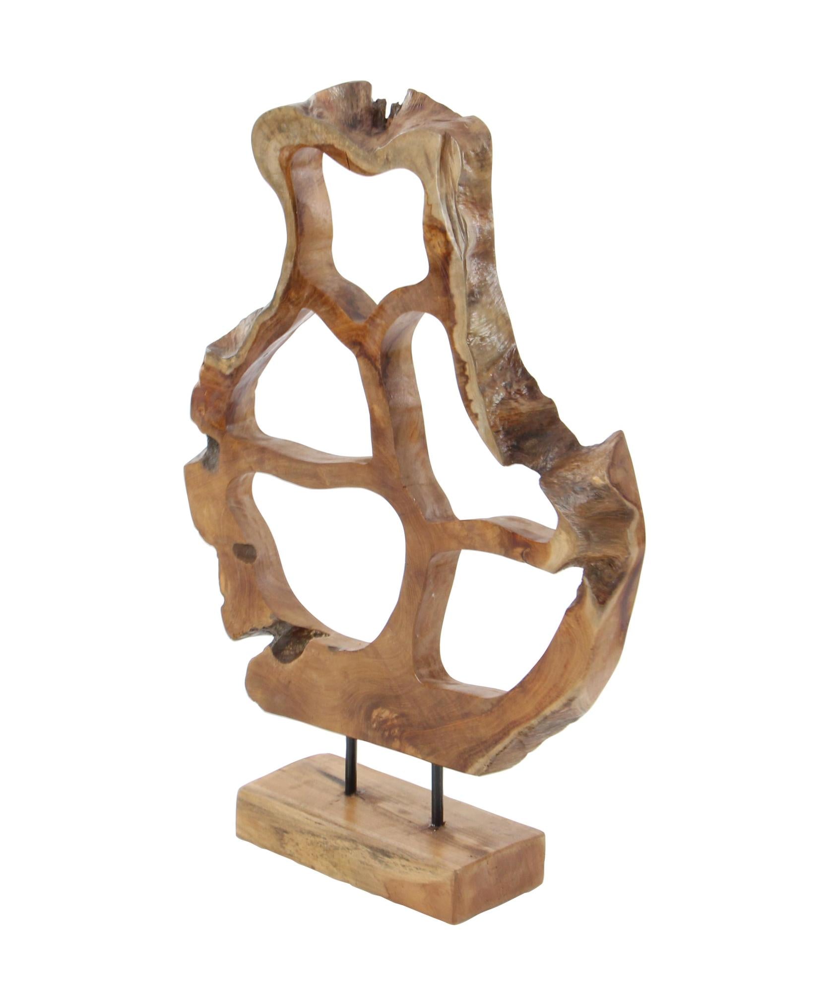 Abstract Brown Teak Wood Handmade Decorative Sculpture