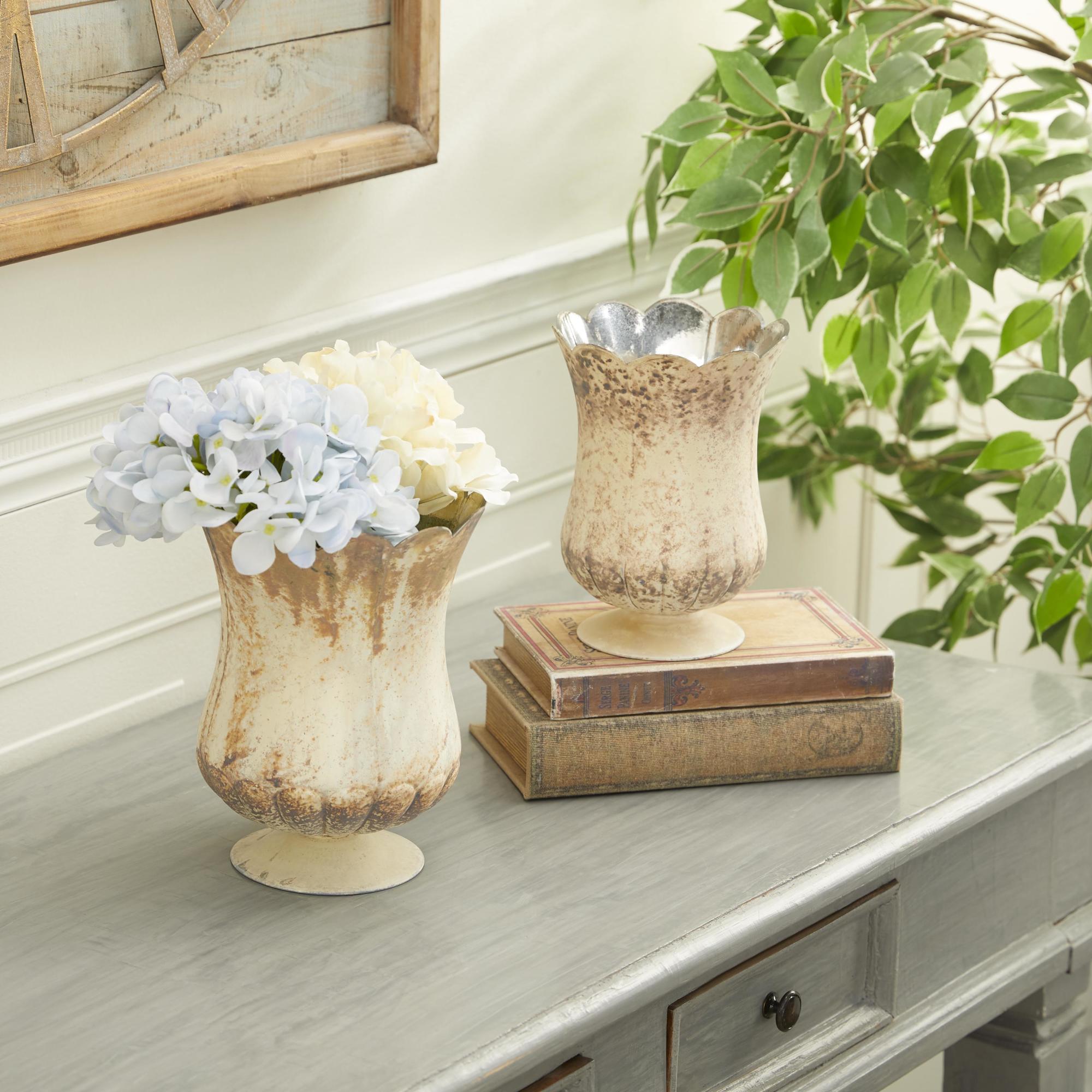 Set of 2 Brown Glass Room Hurricane Lamp