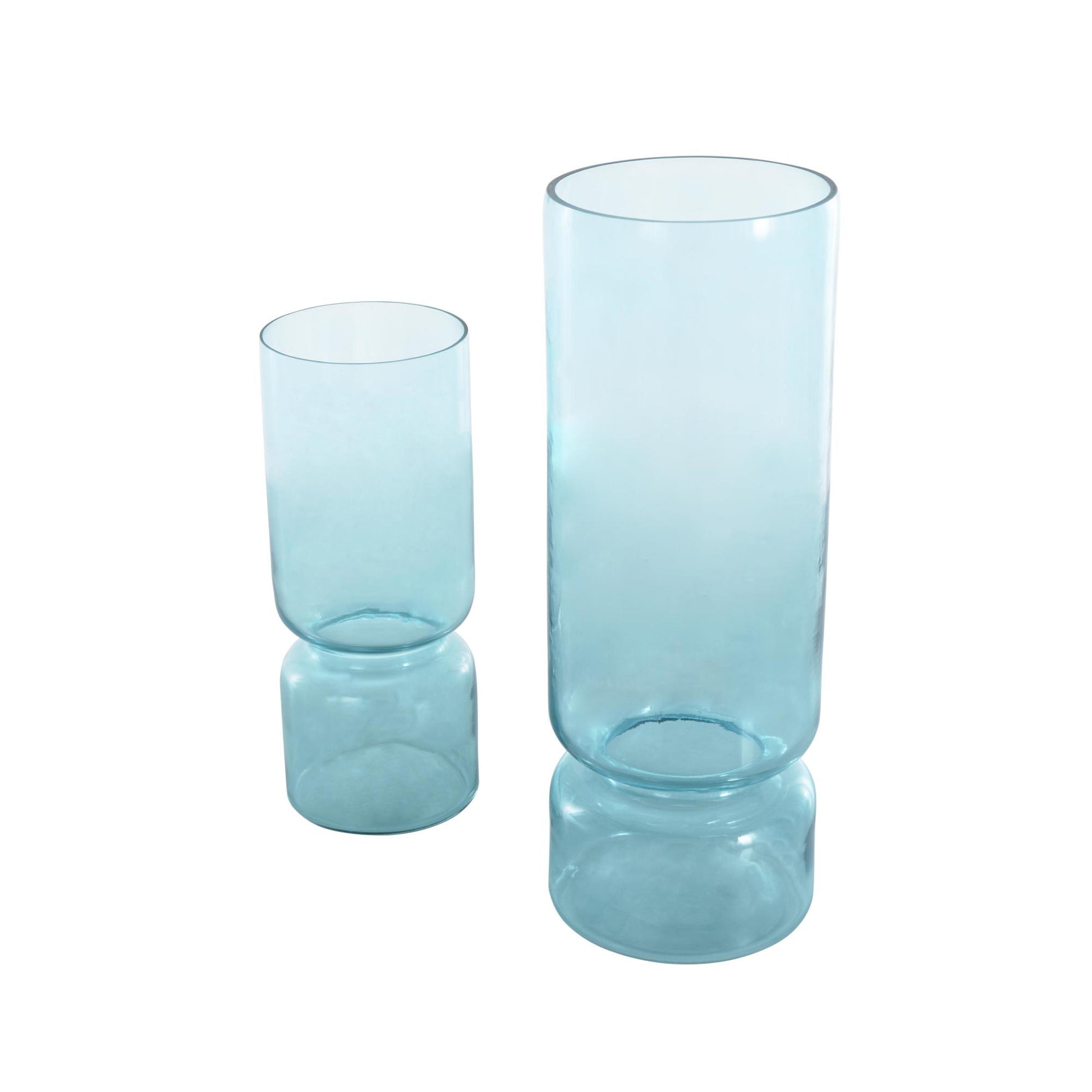 Set of 2 Glass Modern Round Decorative Vase