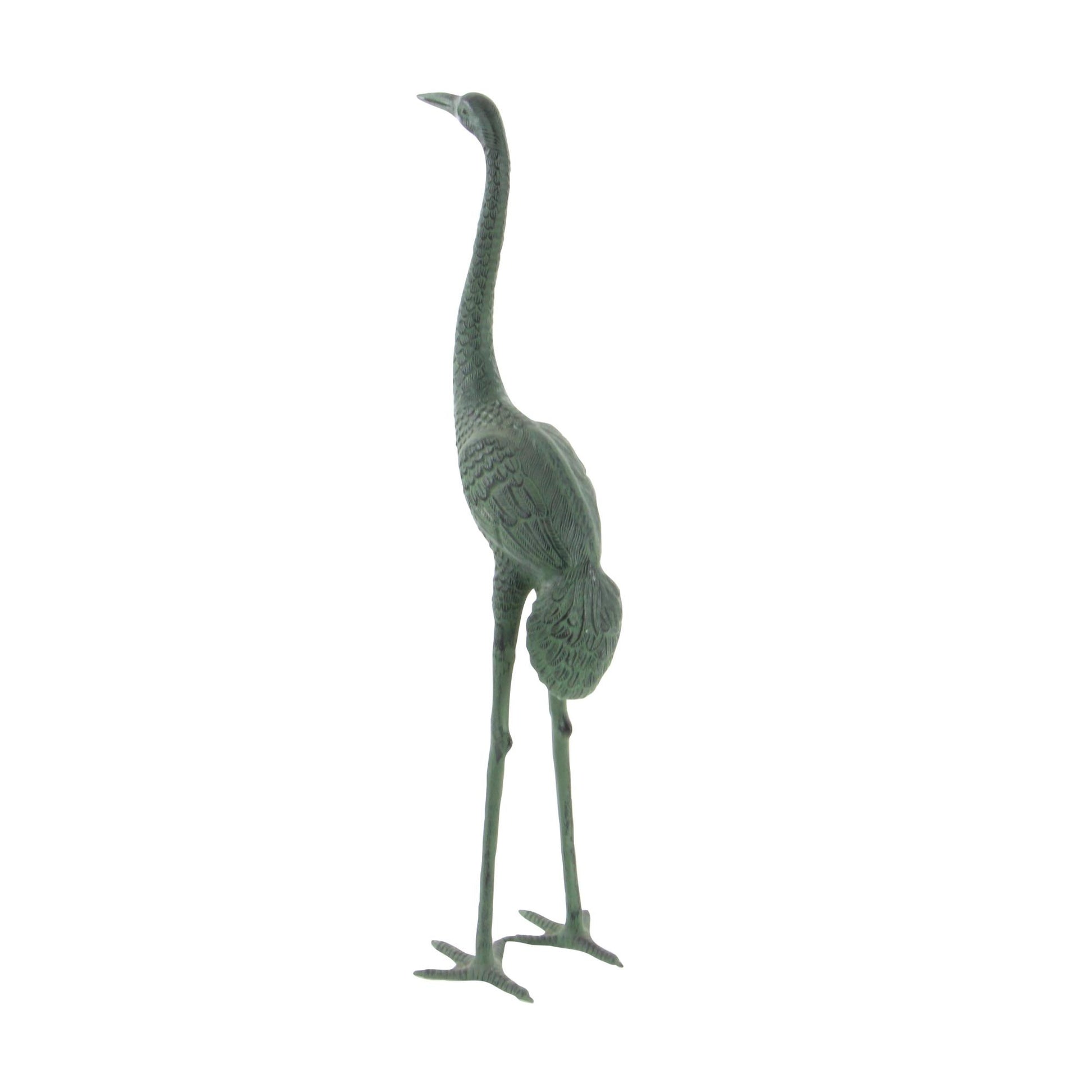 Set of 2 Crane Green Aluminum Metal Tall Indoor Outdoor Decorative Garden Sculpture