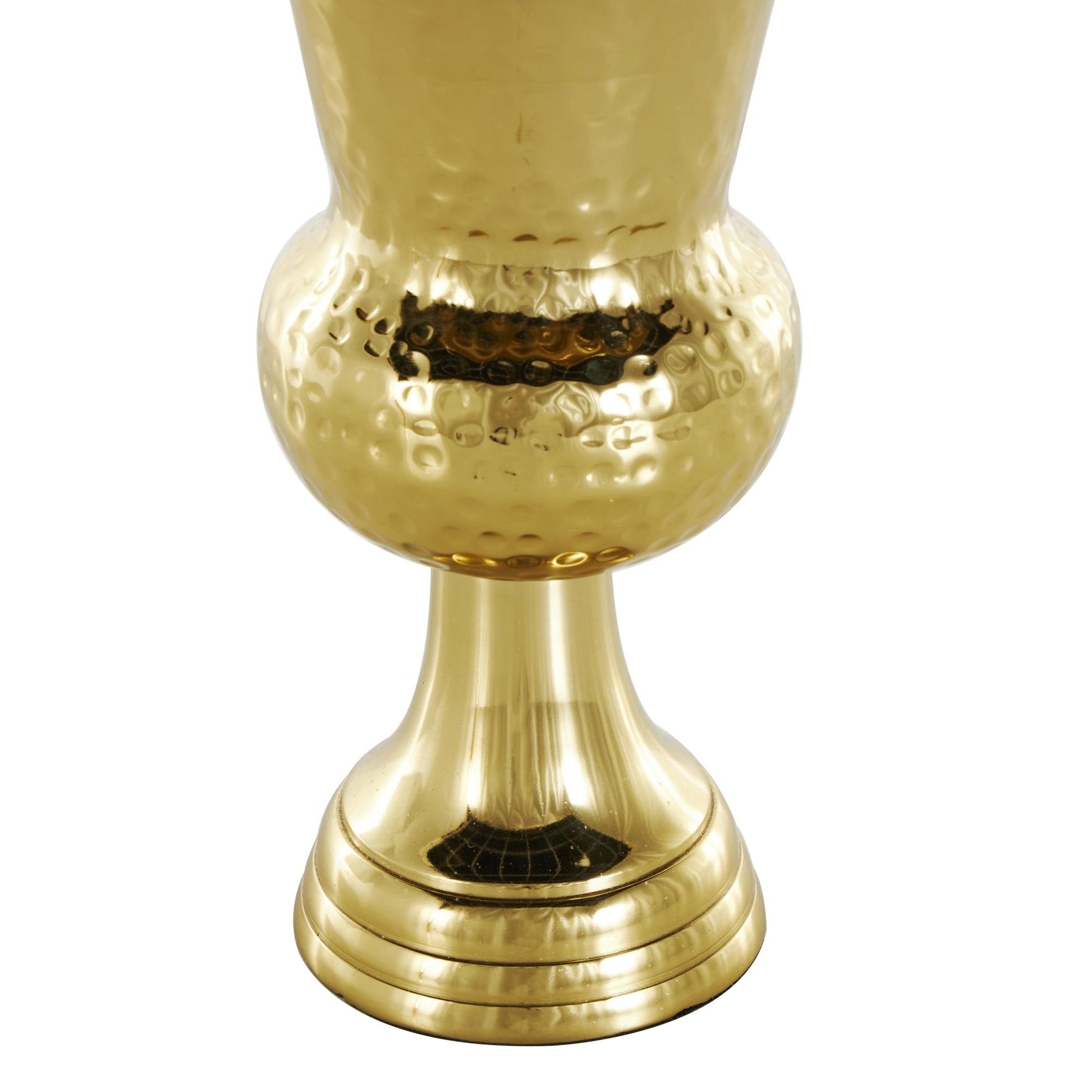 Aluminum Metal Goblet Inspired Hammered Decorative Vase