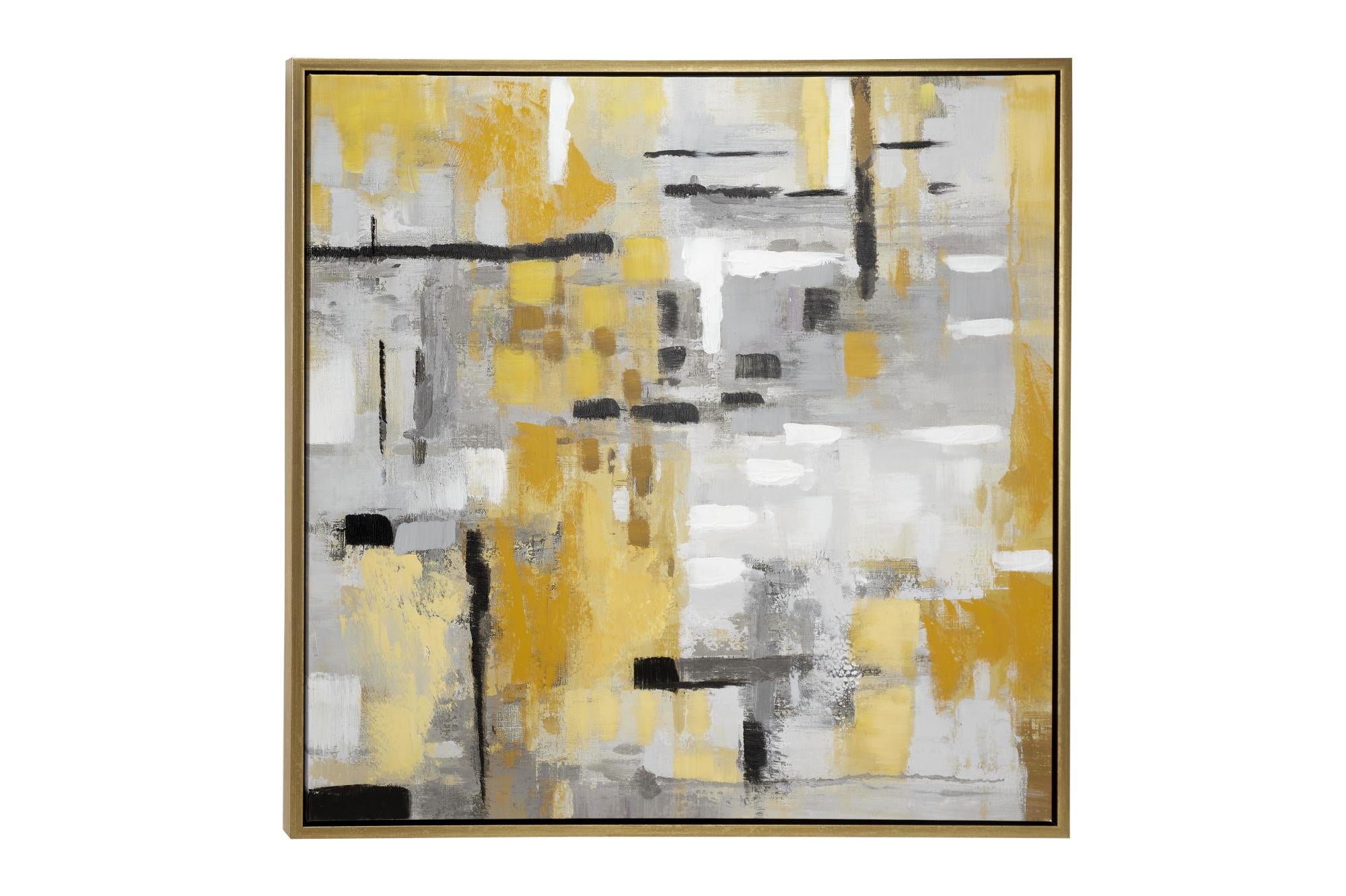 Abstract Gold Canvas Living Room Framed Wall Art with Gold Frame