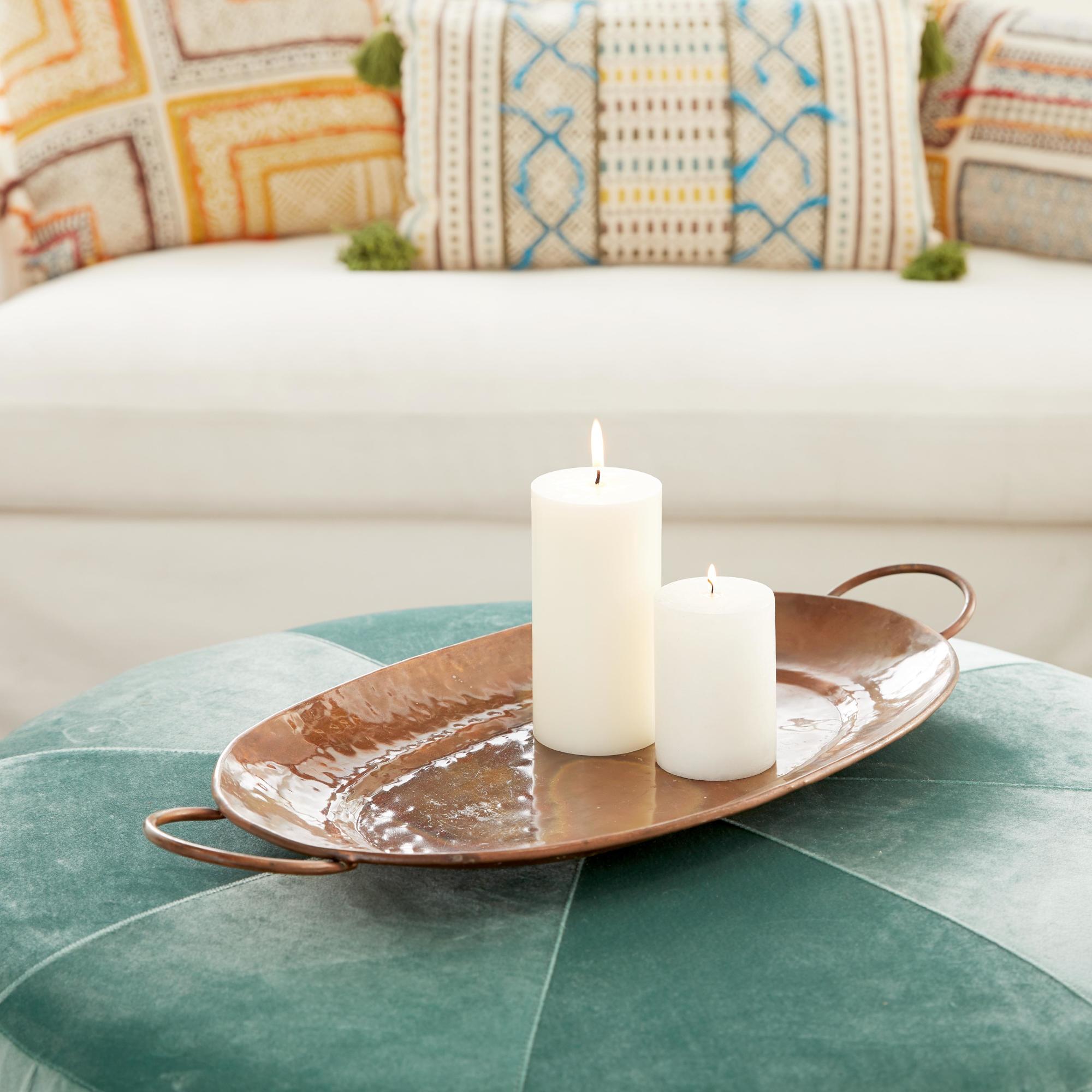 Set of 3 Copper Metal Living Room Decor Tray