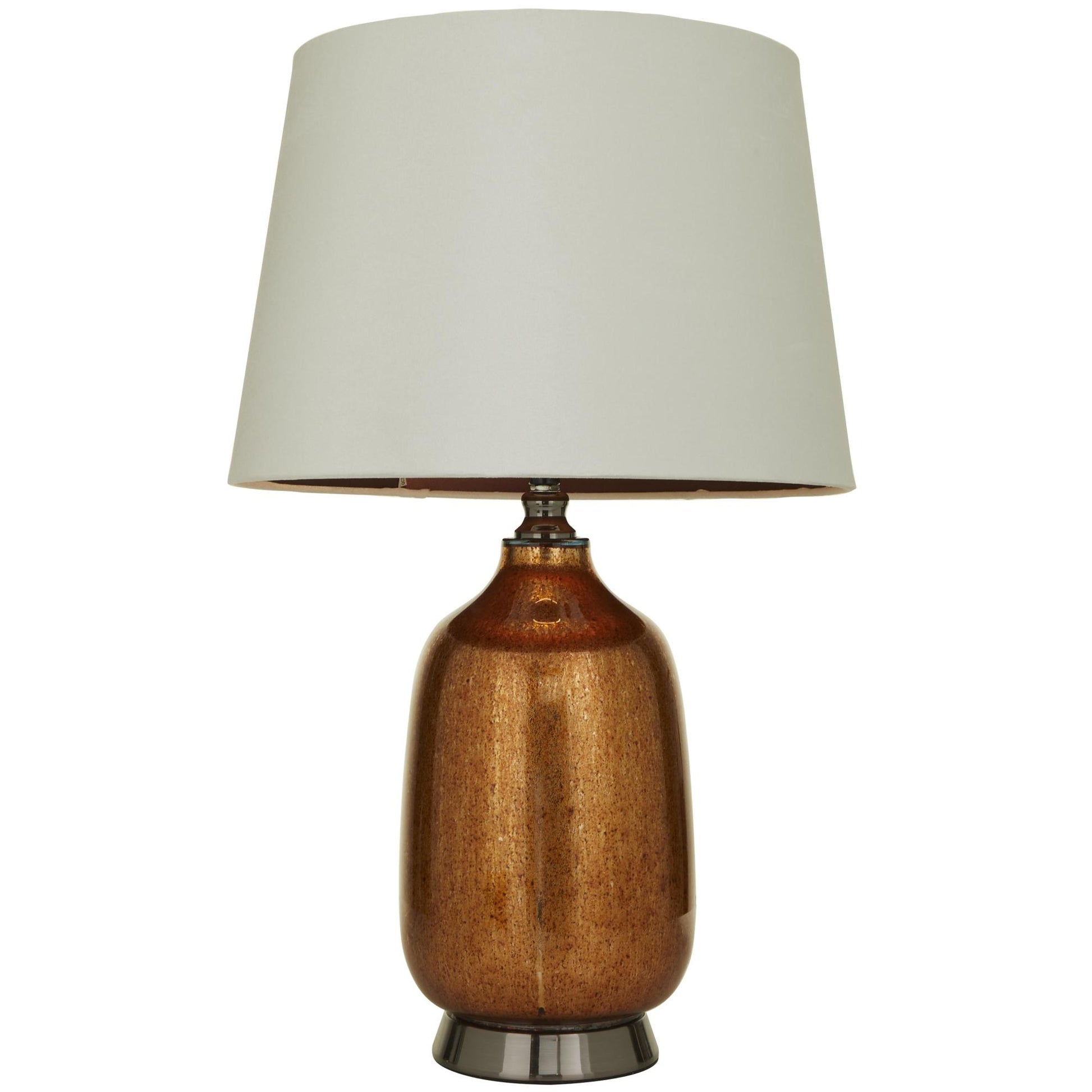 Copper Glass Gourd Style Base Room Table Lamp with Tapered Shade