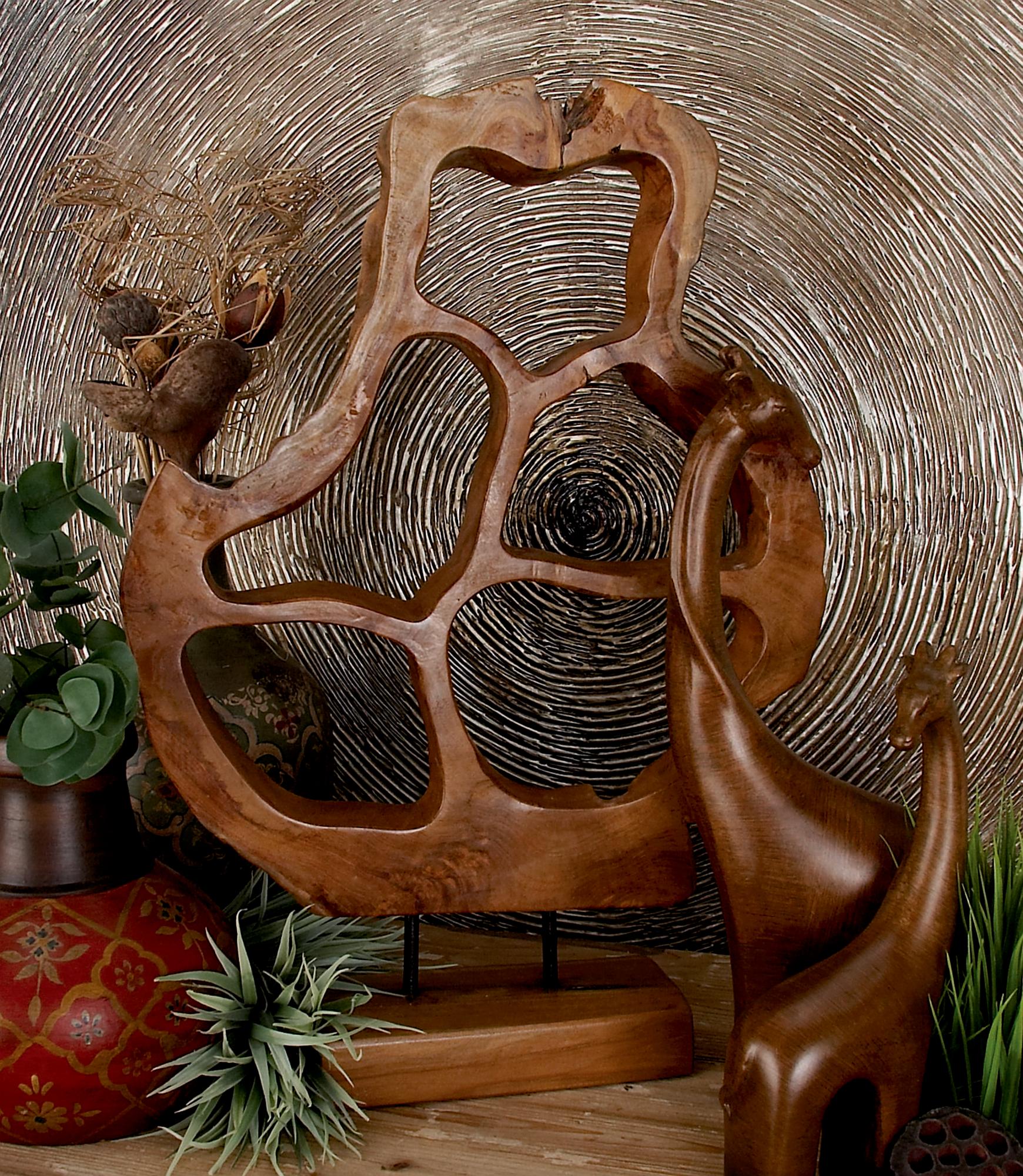 Abstract Brown Teak Wood Handmade Decorative Sculpture