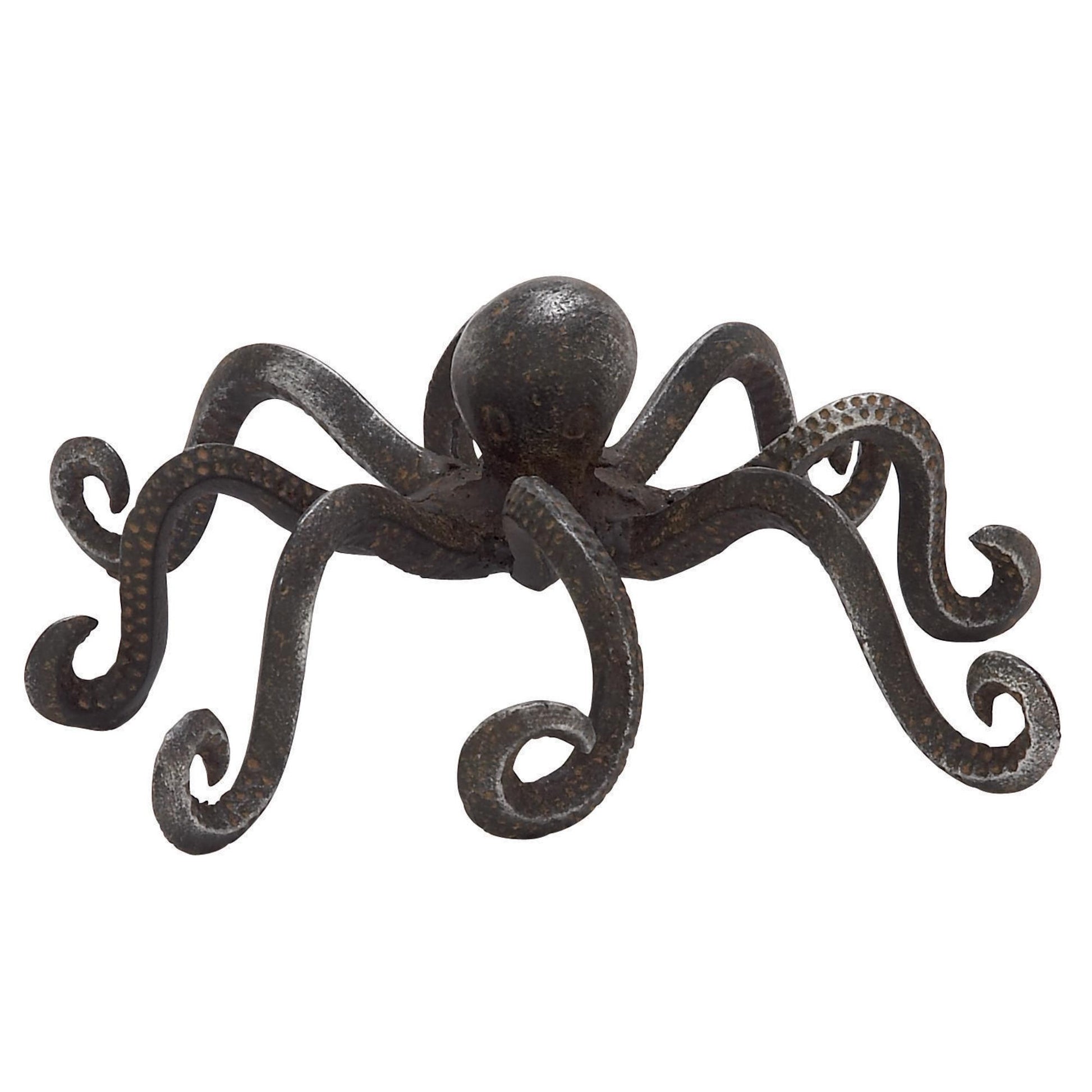 Octopus Black Metal Decorative Sculpture with Long Tentacles and Suctions Detailing