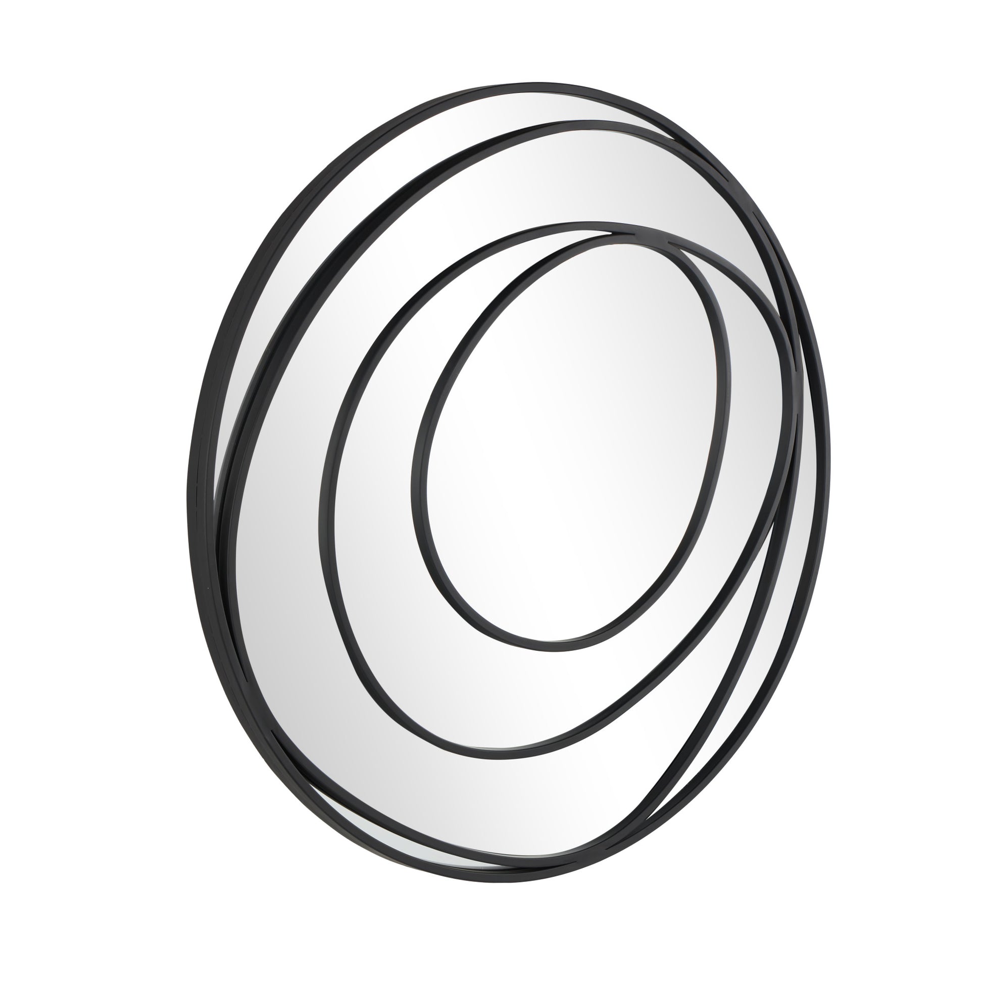 Abstract Black Metal Room Wall Mirror with Overlapping Circles