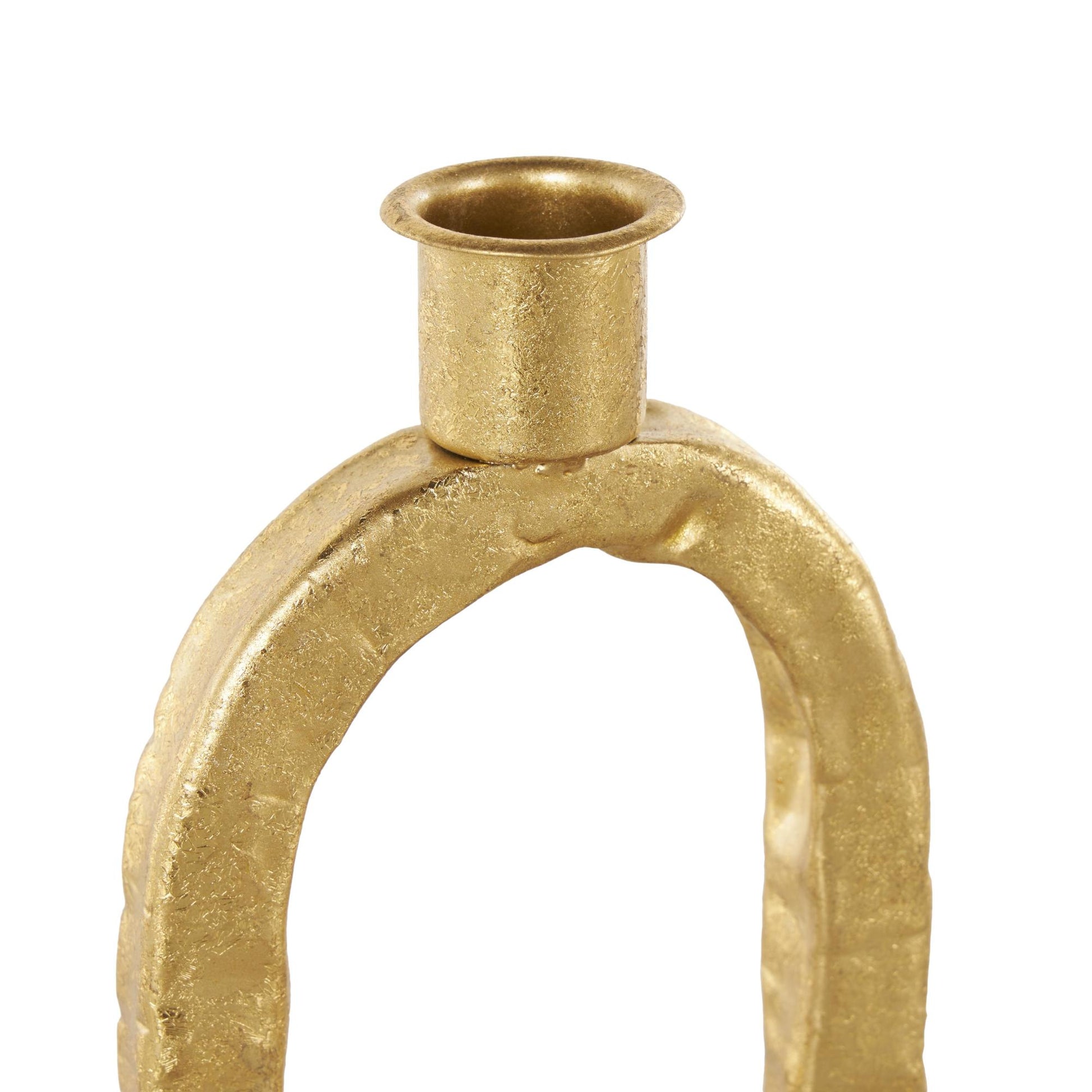 Set of 2 Gold Metal Tapered Decorative Candle Holder with Rectangle Base