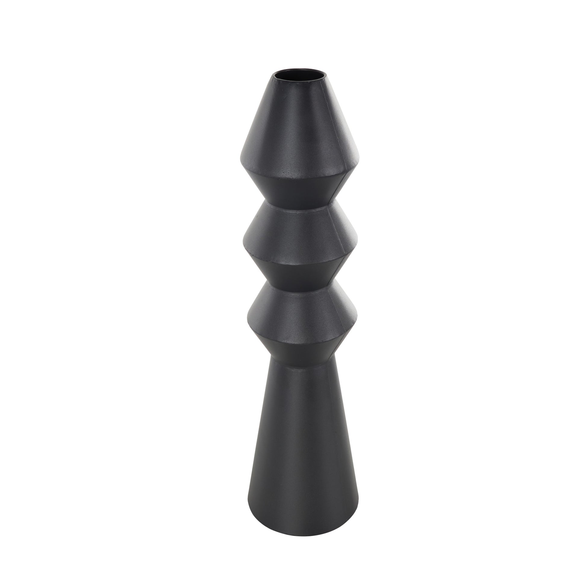 Black Metal Art Deco Fluted Decorative Vase