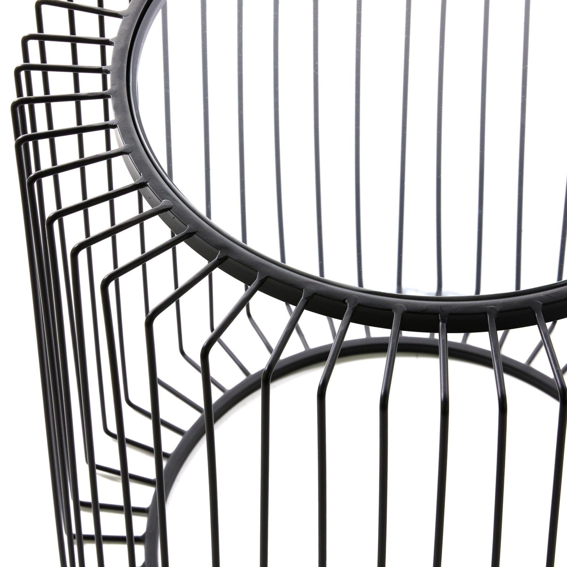 Black Metal Open Wire Frame Side End Accent Table with Shaded Glass Top